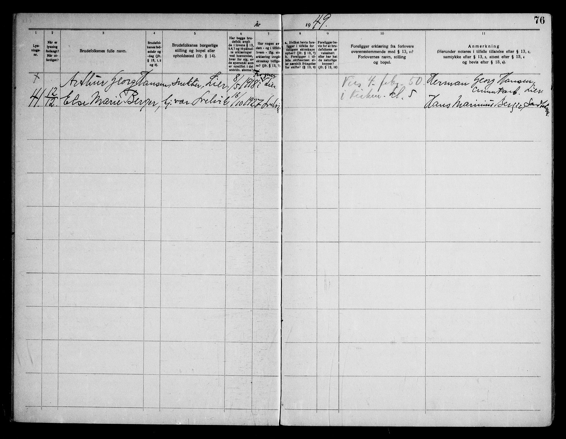 Strømm kirkebøker, AV/SAKO-A-322/H/Ha/L0003: Banns register no. 3, 1919-1958, p. 76