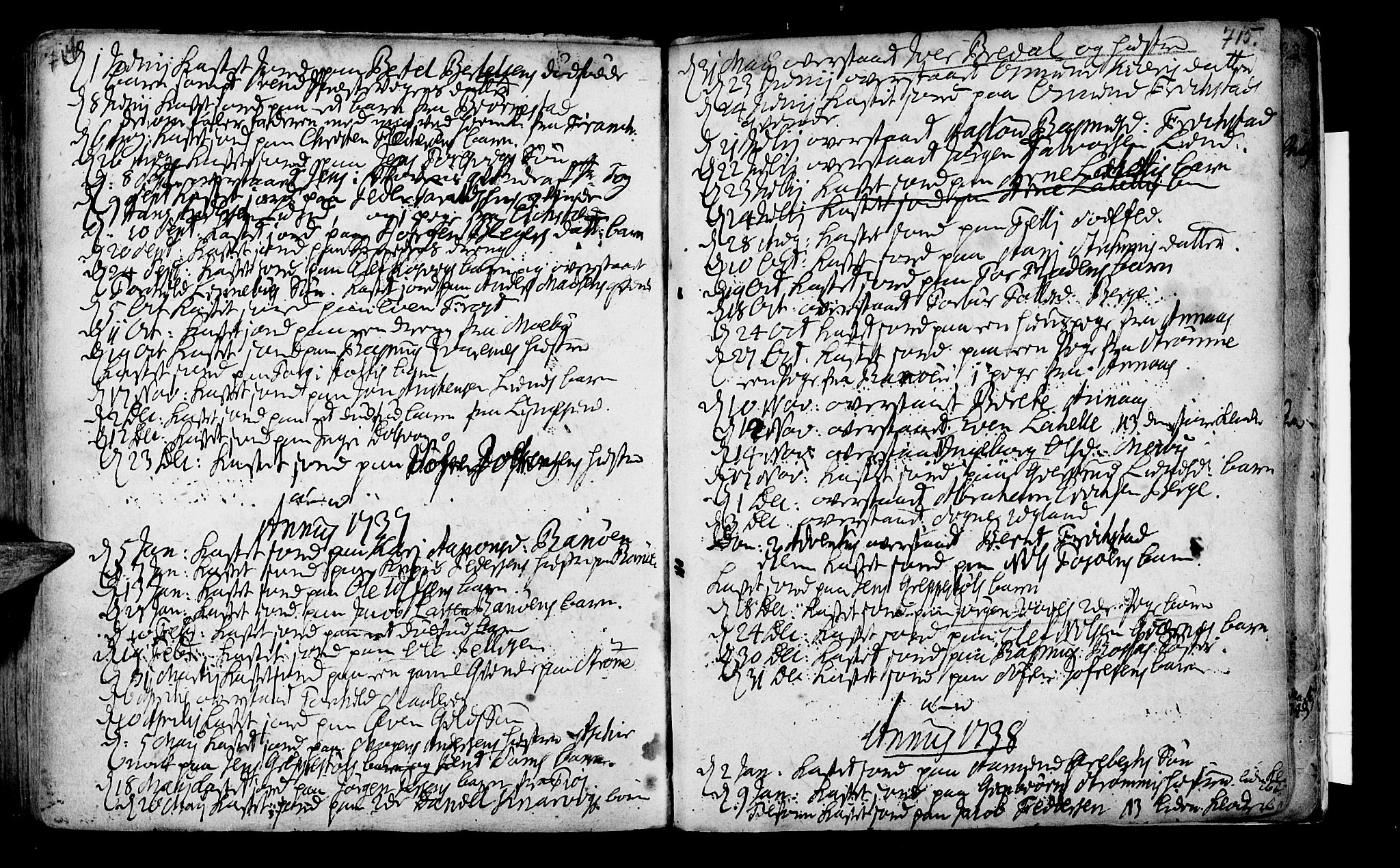 Oddernes sokneprestkontor, SAK/1111-0033/F/Fa/Faa/L0002: Parish register (official) no. A 2, 1719-1764, p. 714-715
