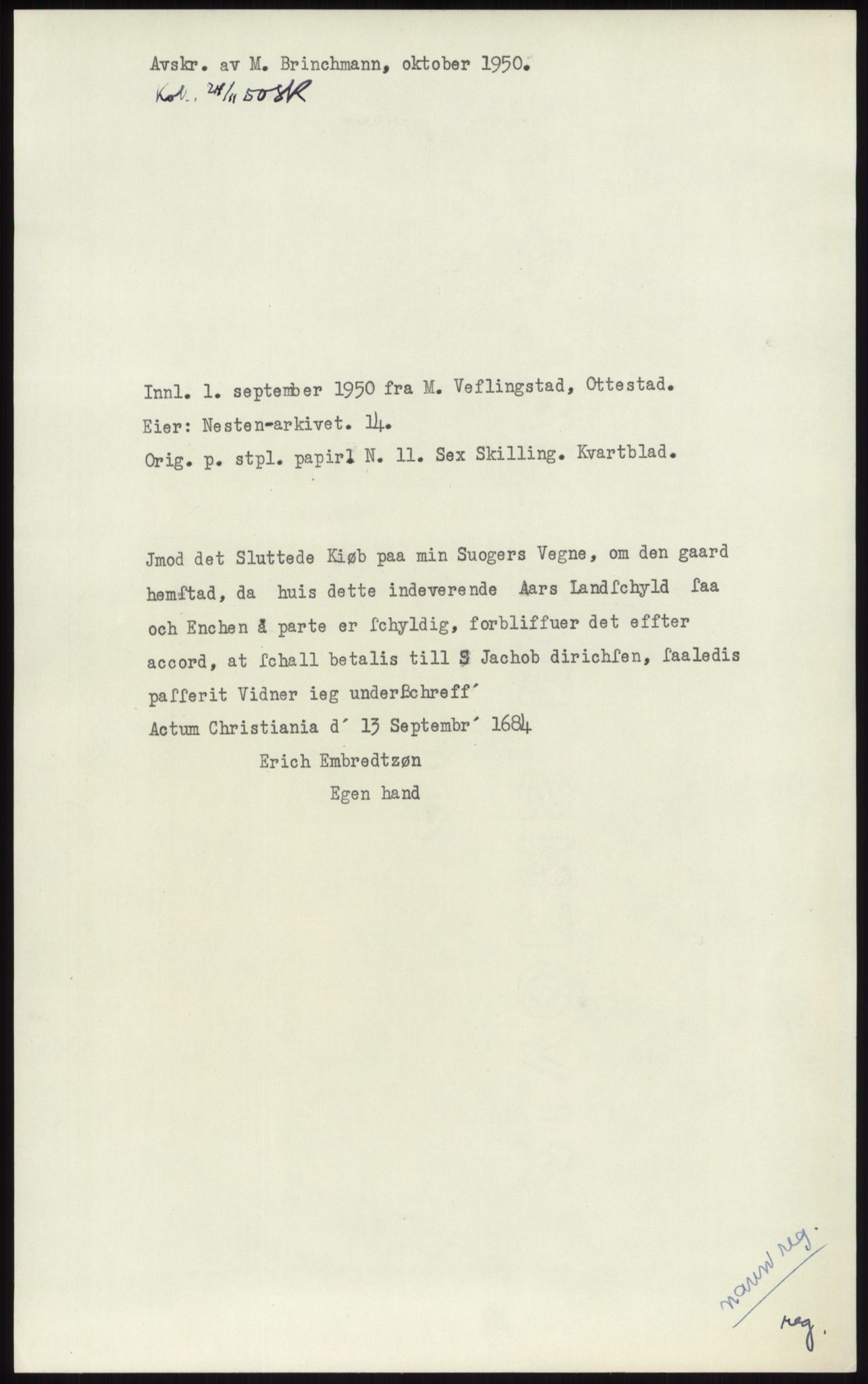 Samlinger til kildeutgivelse, Diplomavskriftsamlingen, AV/RA-EA-4053/H/Ha, p. 1749