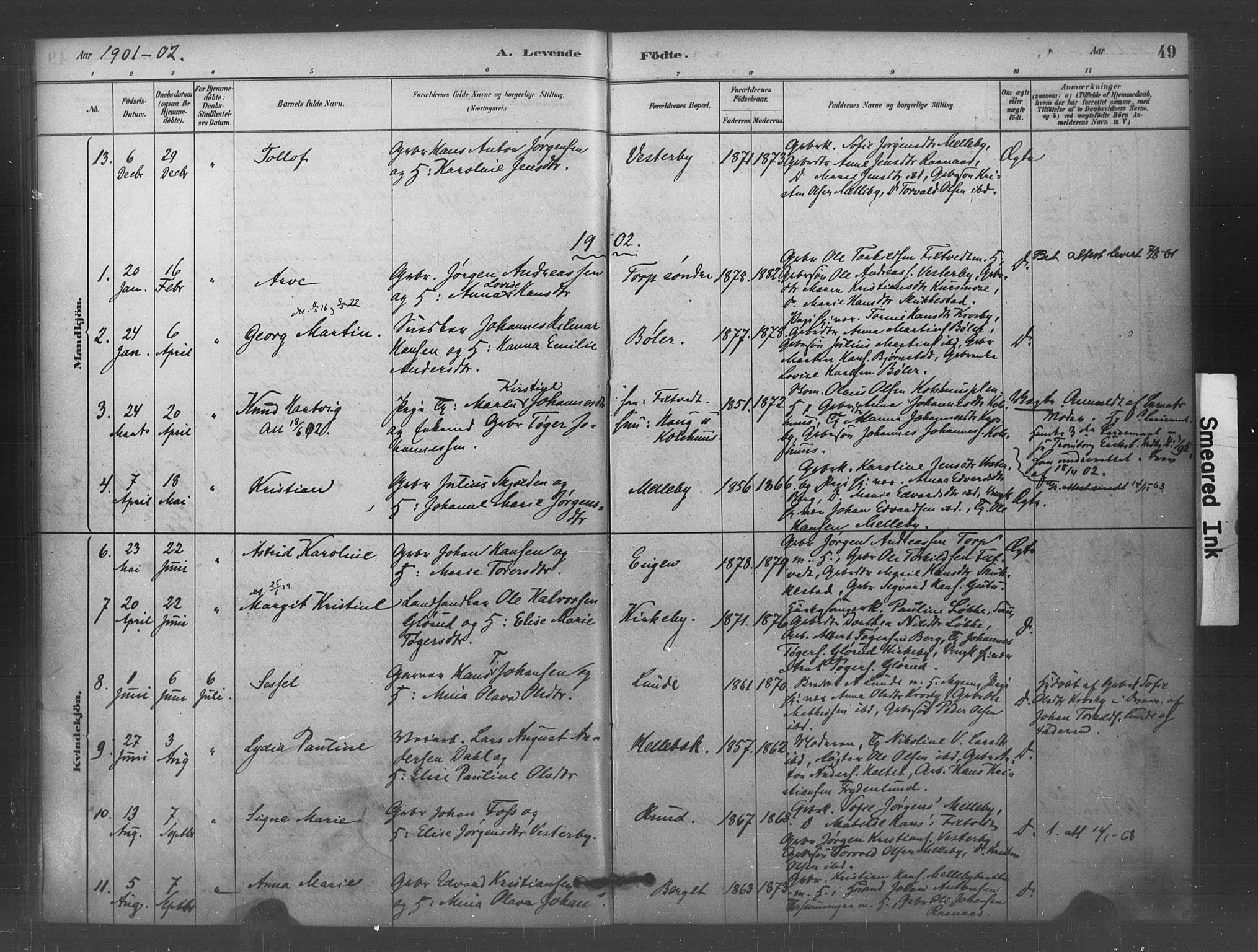 Eidsberg prestekontor Kirkebøker, AV/SAO-A-10905/F/Fc/L0001: Parish register (official) no. III 1, 1879-1905, p. 49