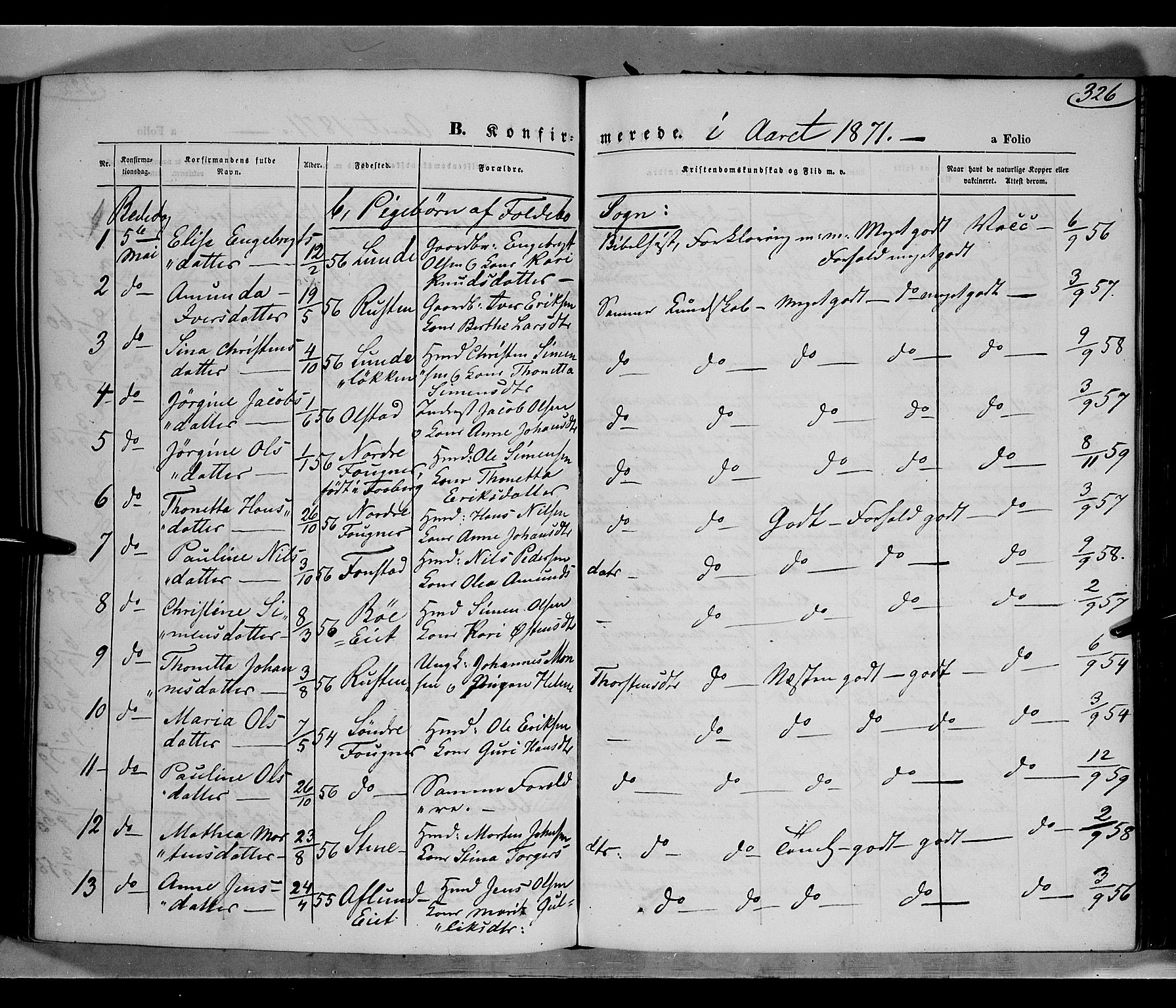 Gausdal prestekontor, AV/SAH-PREST-090/H/Ha/Haa/L0009: Parish register (official) no. 9, 1862-1873, p. 326