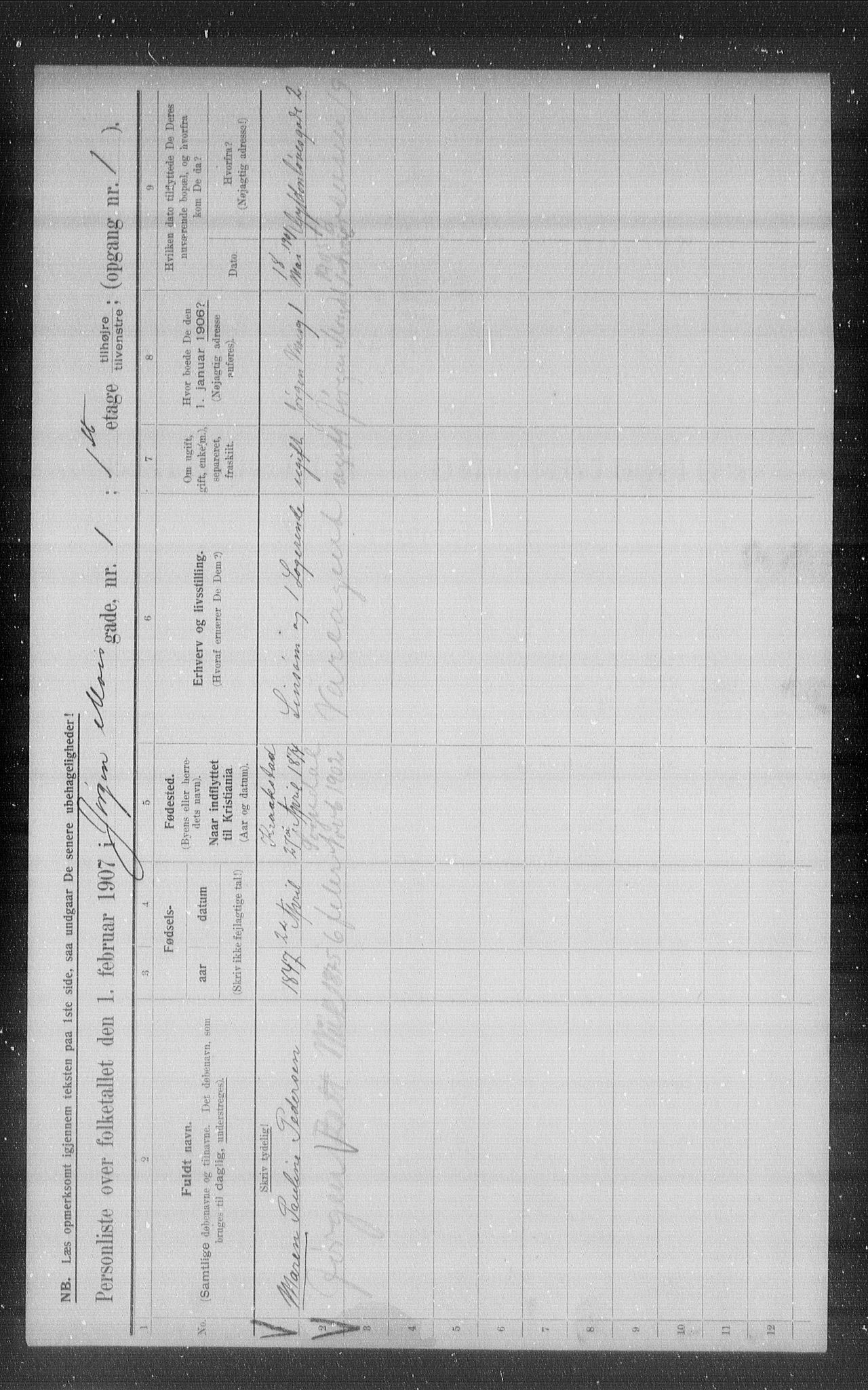 OBA, Municipal Census 1907 for Kristiania, 1907, p. 24317