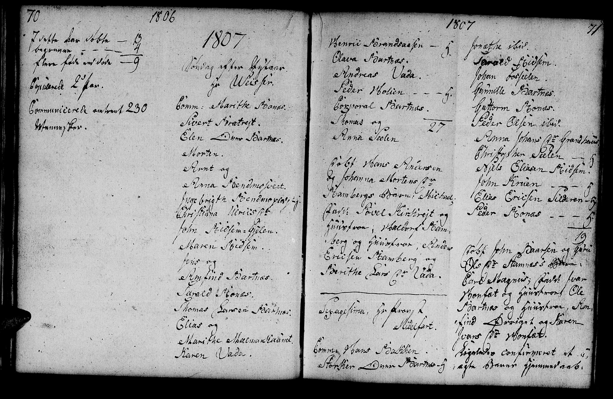 Ministerialprotokoller, klokkerbøker og fødselsregistre - Nord-Trøndelag, SAT/A-1458/745/L0432: Parish register (copy) no. 745C01, 1802-1814, p. 70-71