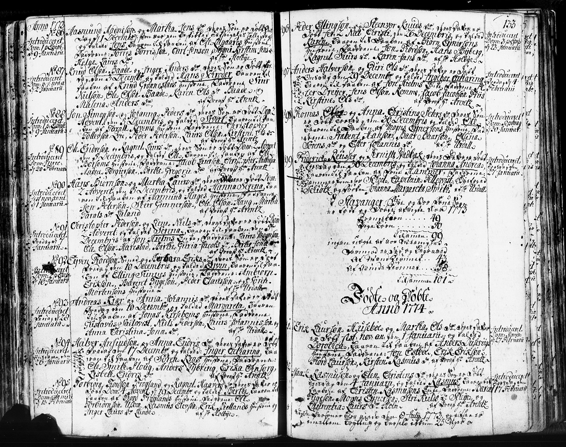 Domkirken sokneprestkontor, SAST/A-101812/001/30/30BB/L0004: Parish register (copy) no. B 4, 1752-1790, p. 133