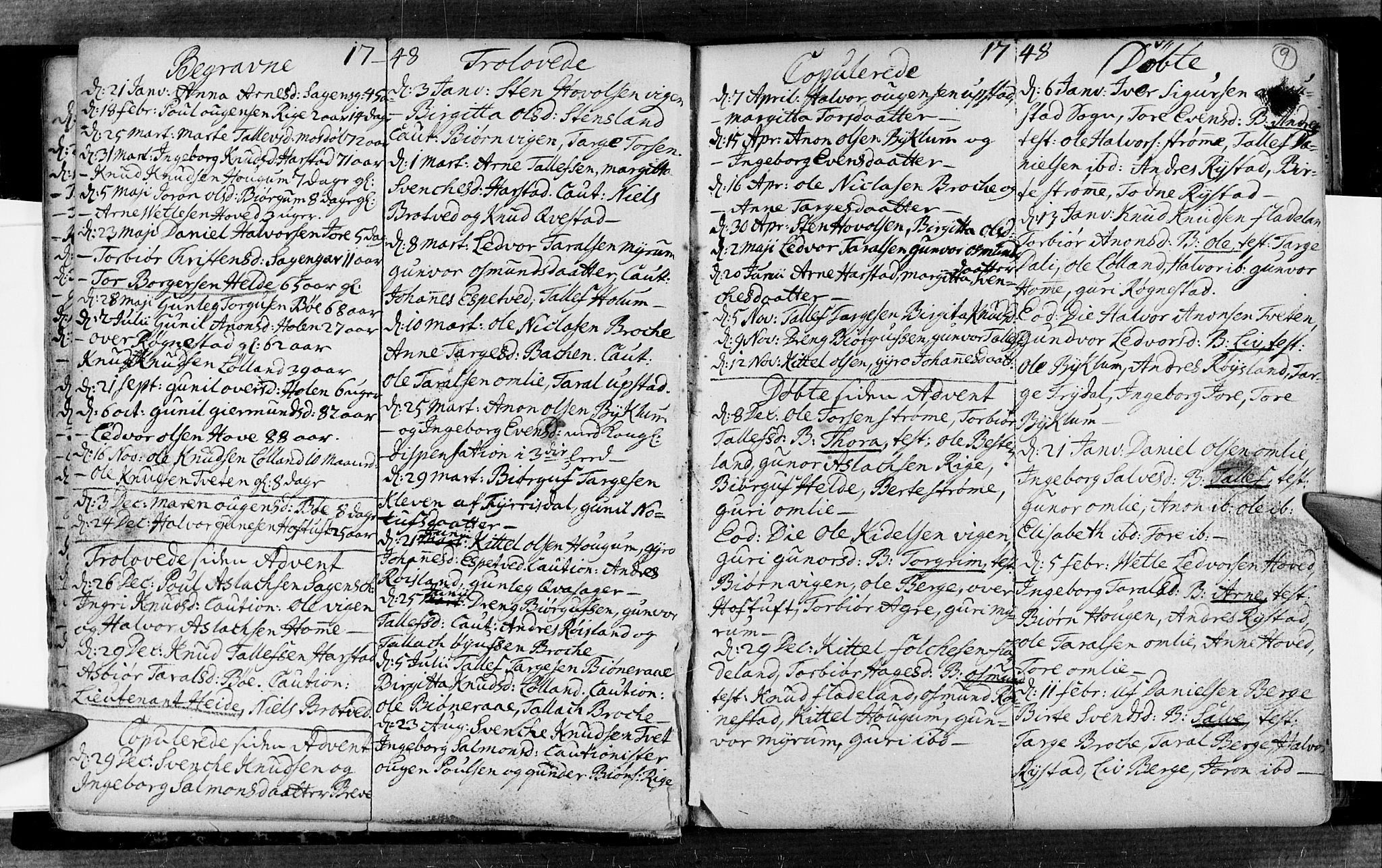 Valle sokneprestkontor, AV/SAK-1111-0044/F/Fa/Fac/L0002: Parish register (official) no. A 2, 1745-1776, p. 9