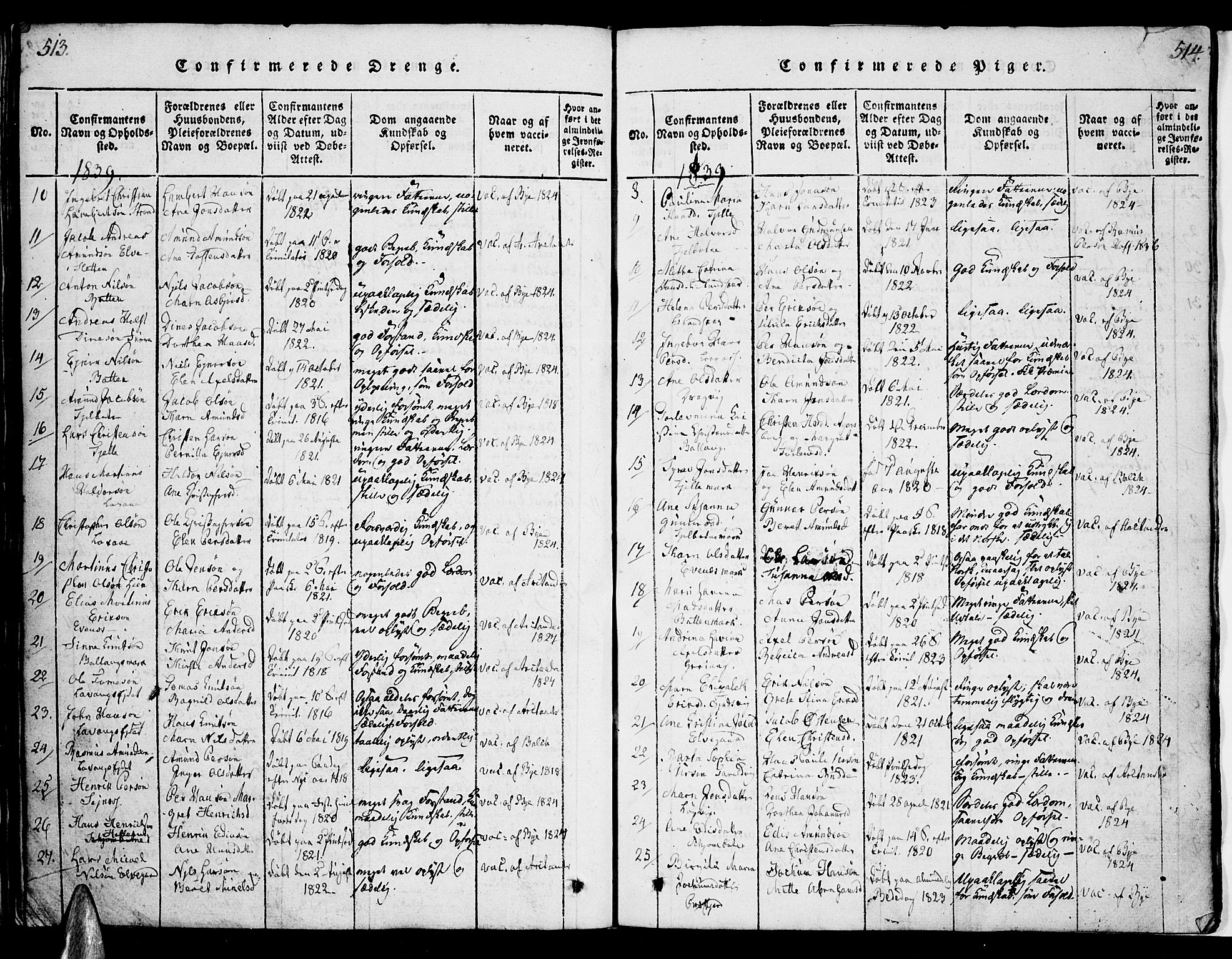 Ministerialprotokoller, klokkerbøker og fødselsregistre - Nordland, AV/SAT-A-1459/863/L0894: Parish register (official) no. 863A06, 1821-1851, p. 513-514