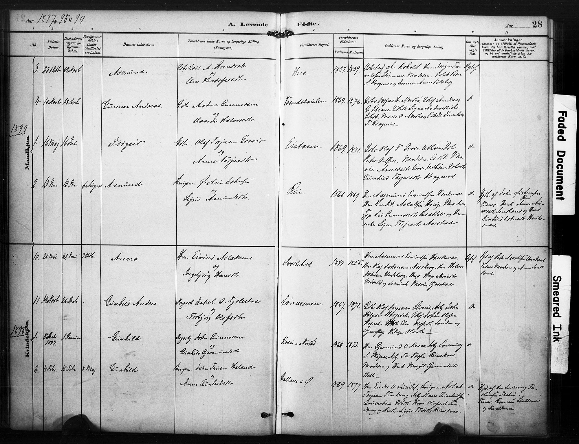 Kviteseid kirkebøker, SAKO/A-276/F/Fc/L0002: Parish register (official) no. III 2, 1882-1908, p. 28