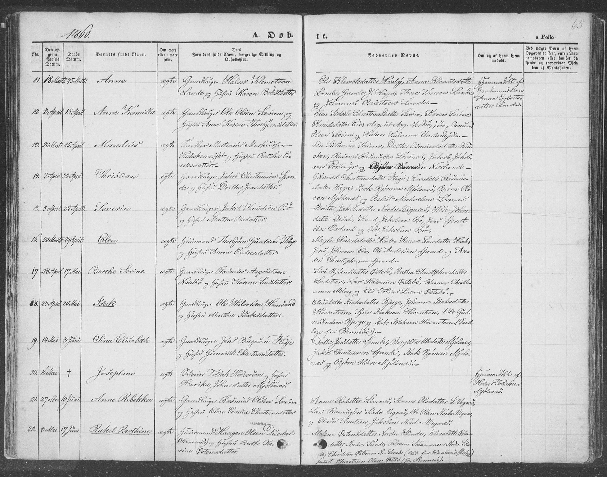 Finnøy sokneprestkontor, AV/SAST-A-101825/H/Ha/Haa/L0007: Parish register (official) no. A 7, 1847-1862, p. 65