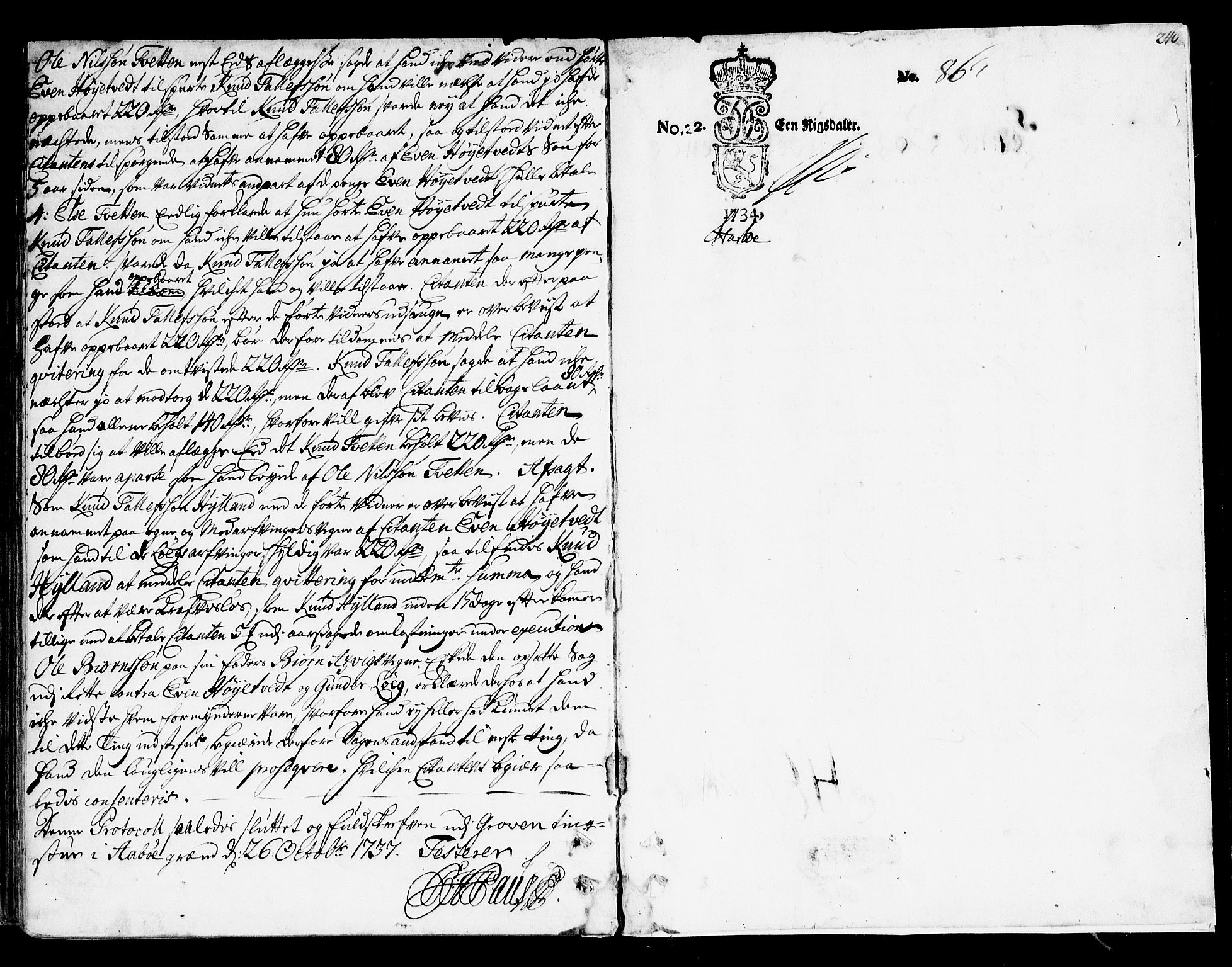 Vest-Telemark sorenskriveri, AV/SAKO-A-134/F/Fa/L0027: Tingbok, 1734-1737, p. 240