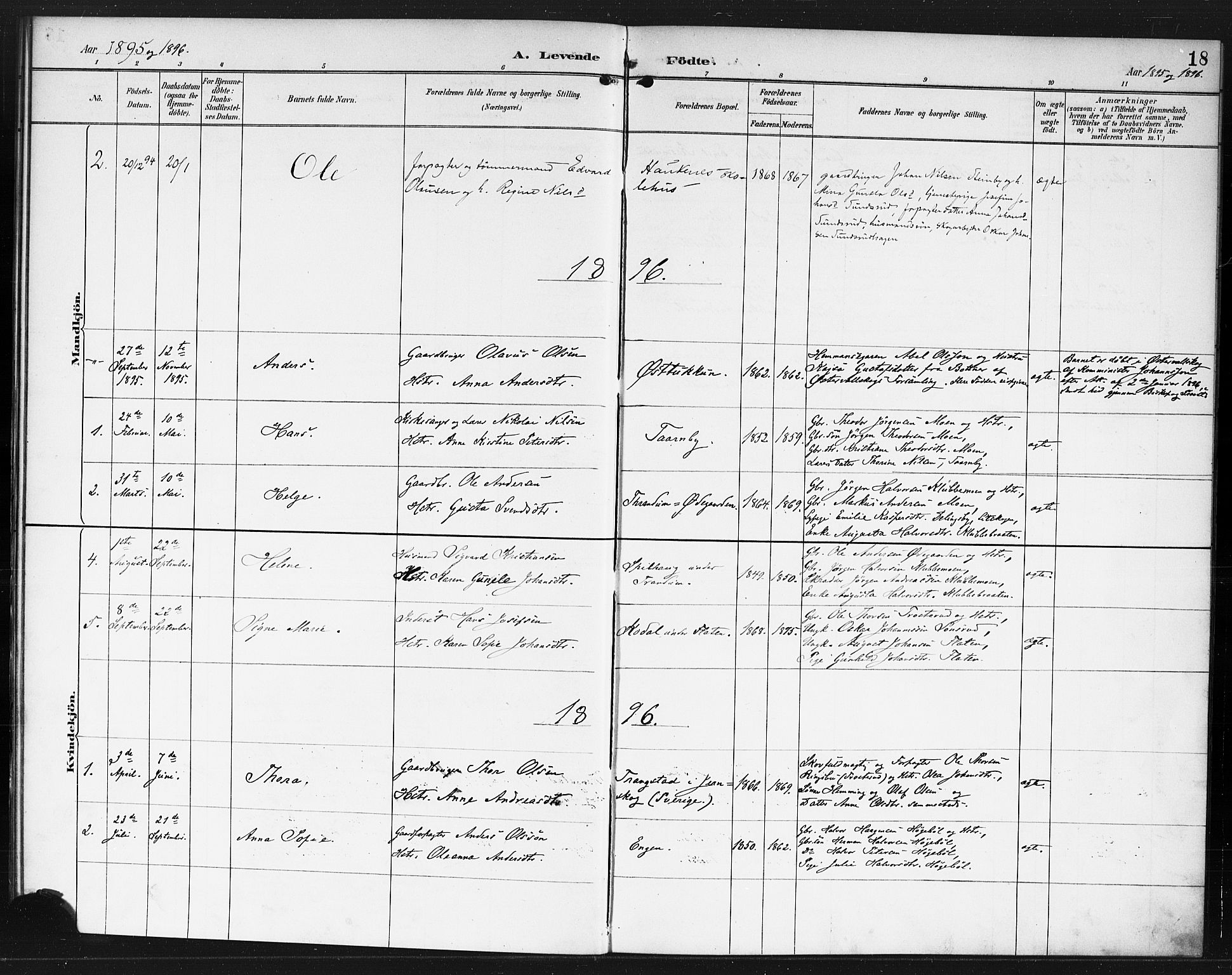 Rødenes prestekontor Kirkebøker, AV/SAO-A-2005/F/Fb/L0002: Parish register (official) no. II 2, 1890-1900, p. 18