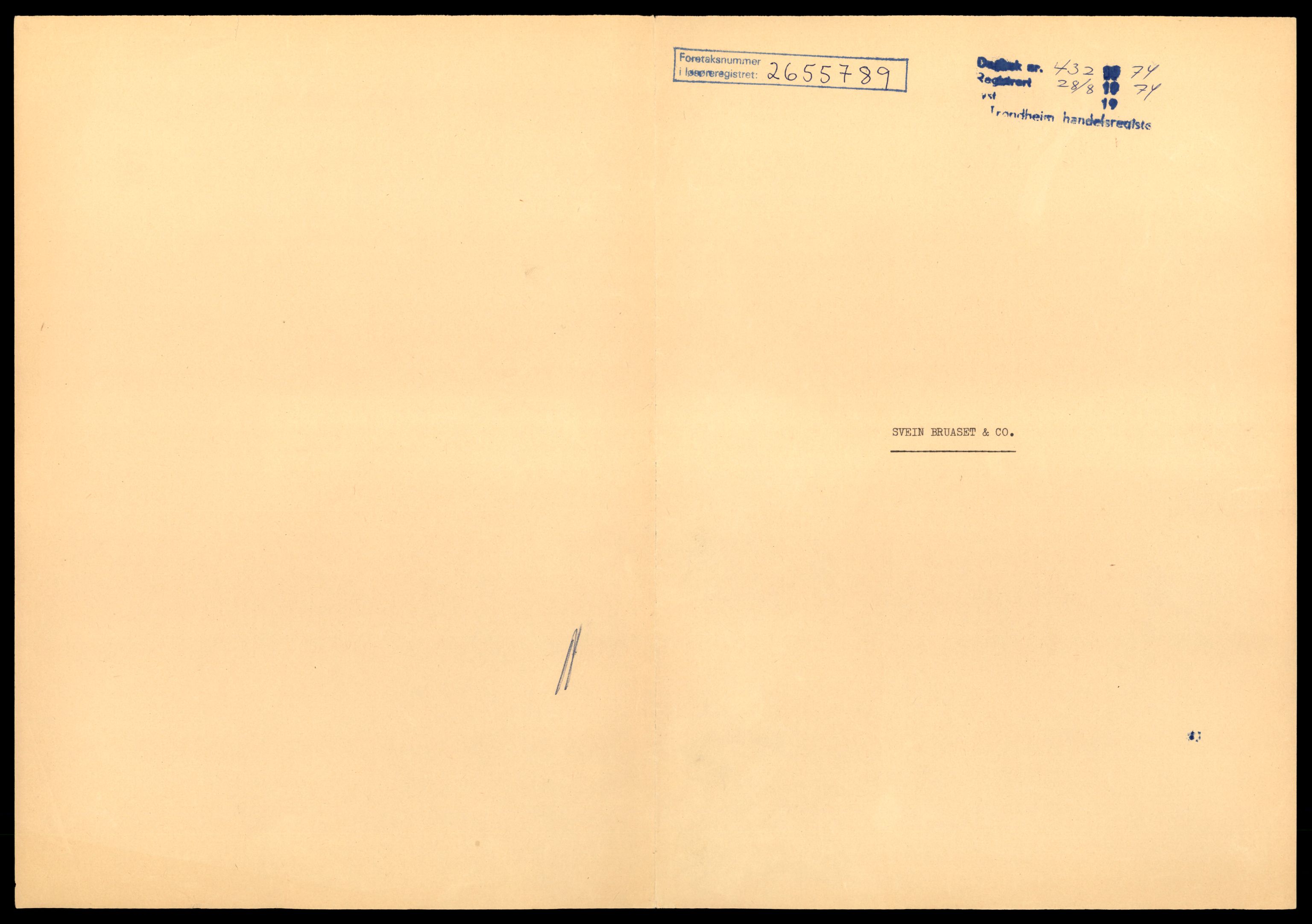 Trondheim byfogd, AV/SAT-A-0003/2/J/Jd/Jda/L0069: Bilag, enkeltmannsforetak, ansvarlige selskap og kommandittselskap, Bra-E, 1944-1990, p. 1