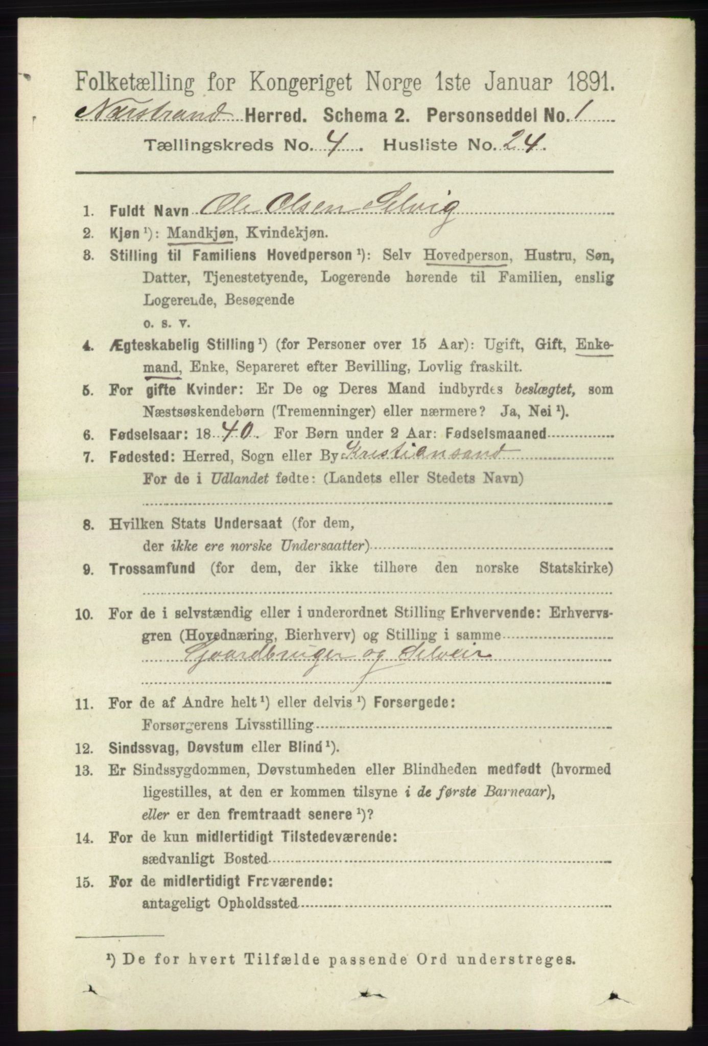 RA, 1891 census for 1139 Nedstrand, 1891, p. 758