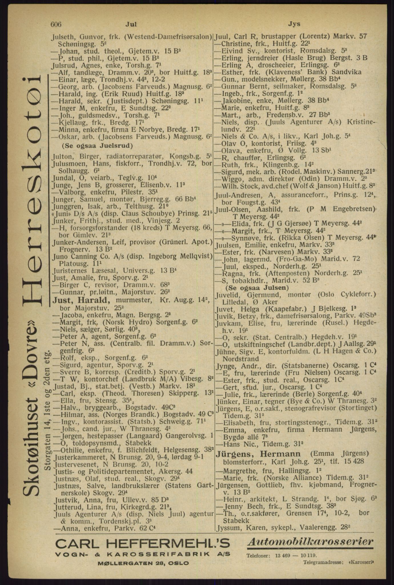 Kristiania/Oslo adressebok, PUBL/-, 1927, p. 606