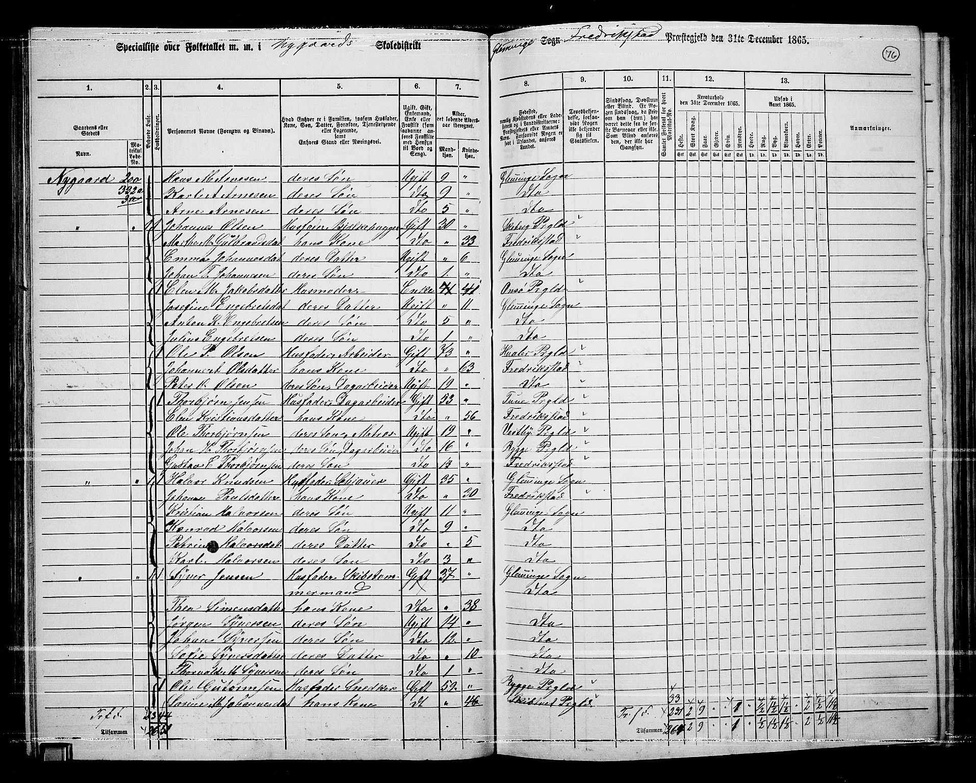 RA, 1865 census for Fredrikstad/Glemmen, 1865, p. 72