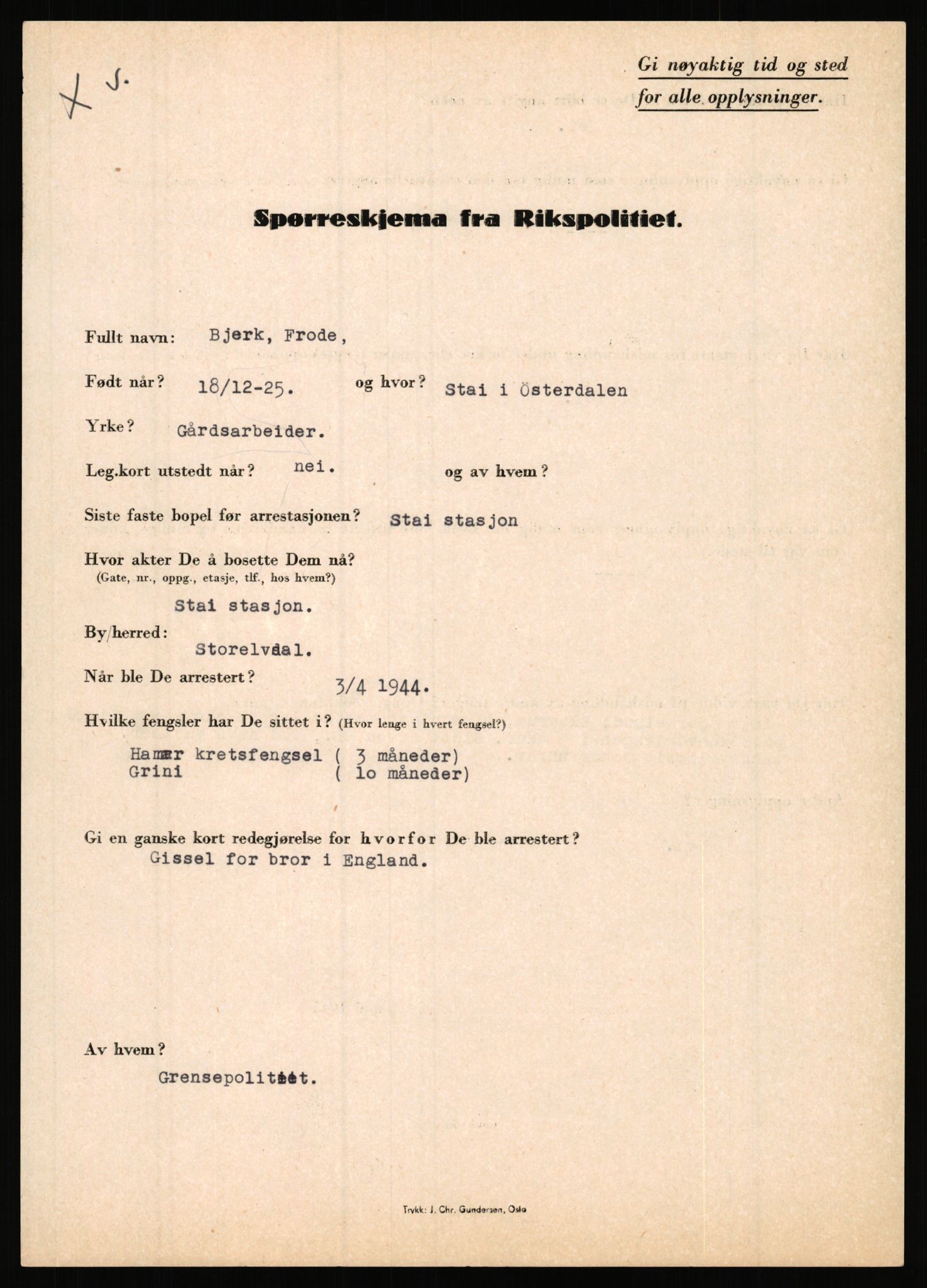 Rikspolitisjefen, AV/RA-S-1560/L/L0002: Berg, Alf - Bråthen, Thorleif, 1940-1945, p. 454