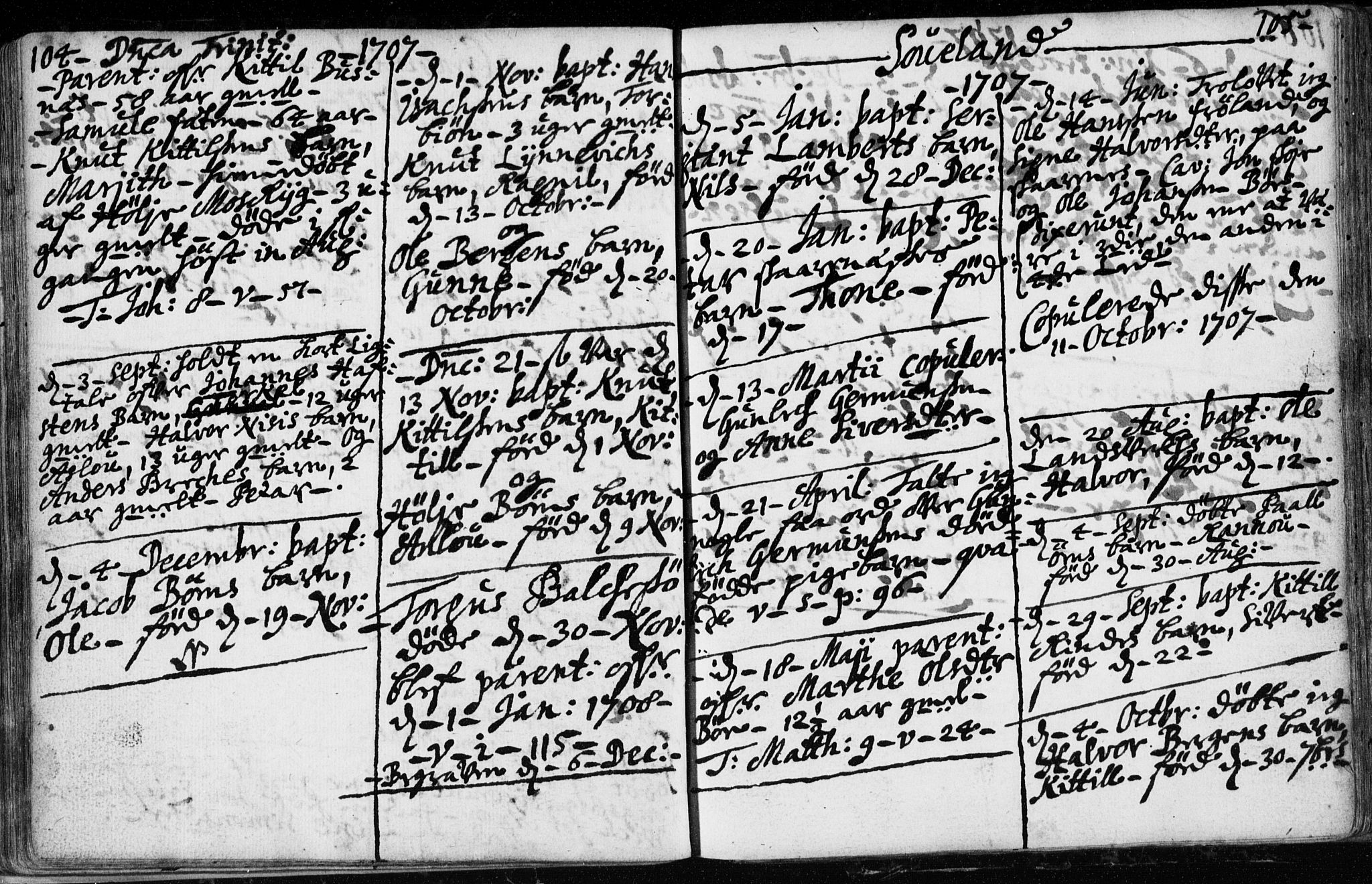 Hjartdal kirkebøker, SAKO/A-270/F/Fa/L0001: Parish register (official) no. I 1, 1685-1714, p. 104-105