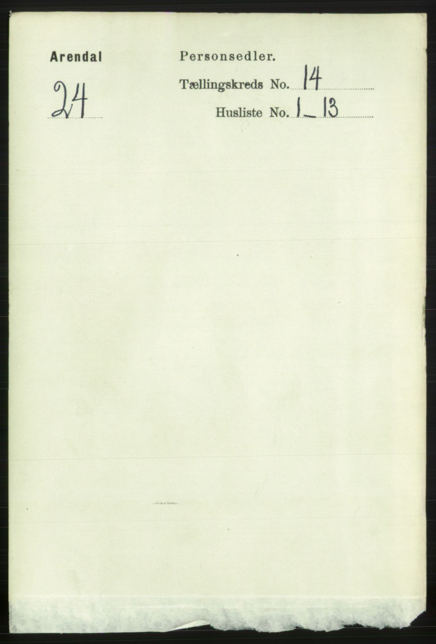 RA, 1891 census for 0903 Arendal, 1891, p. 4769