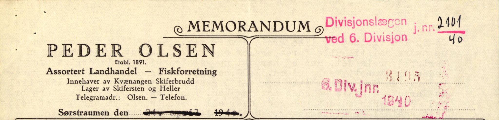 Forsvaret, Forsvarets krigshistoriske avdeling, AV/RA-RAFA-2017/Y/Yb/L0157: II-C-11-675-698  -  6. Divisjon, 1940, p. 695