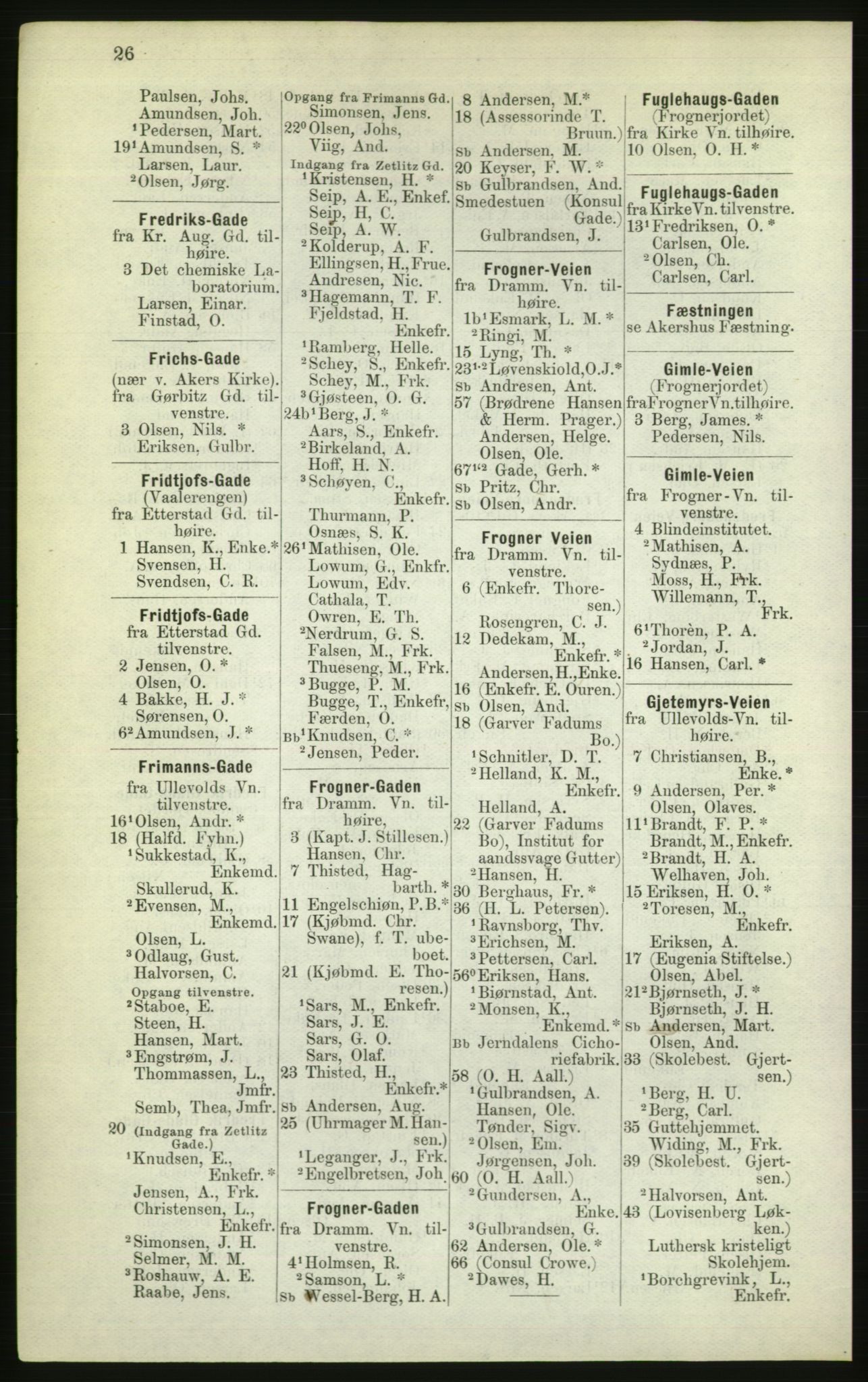 Kristiania/Oslo adressebok, PUBL/-, 1882, p. 26