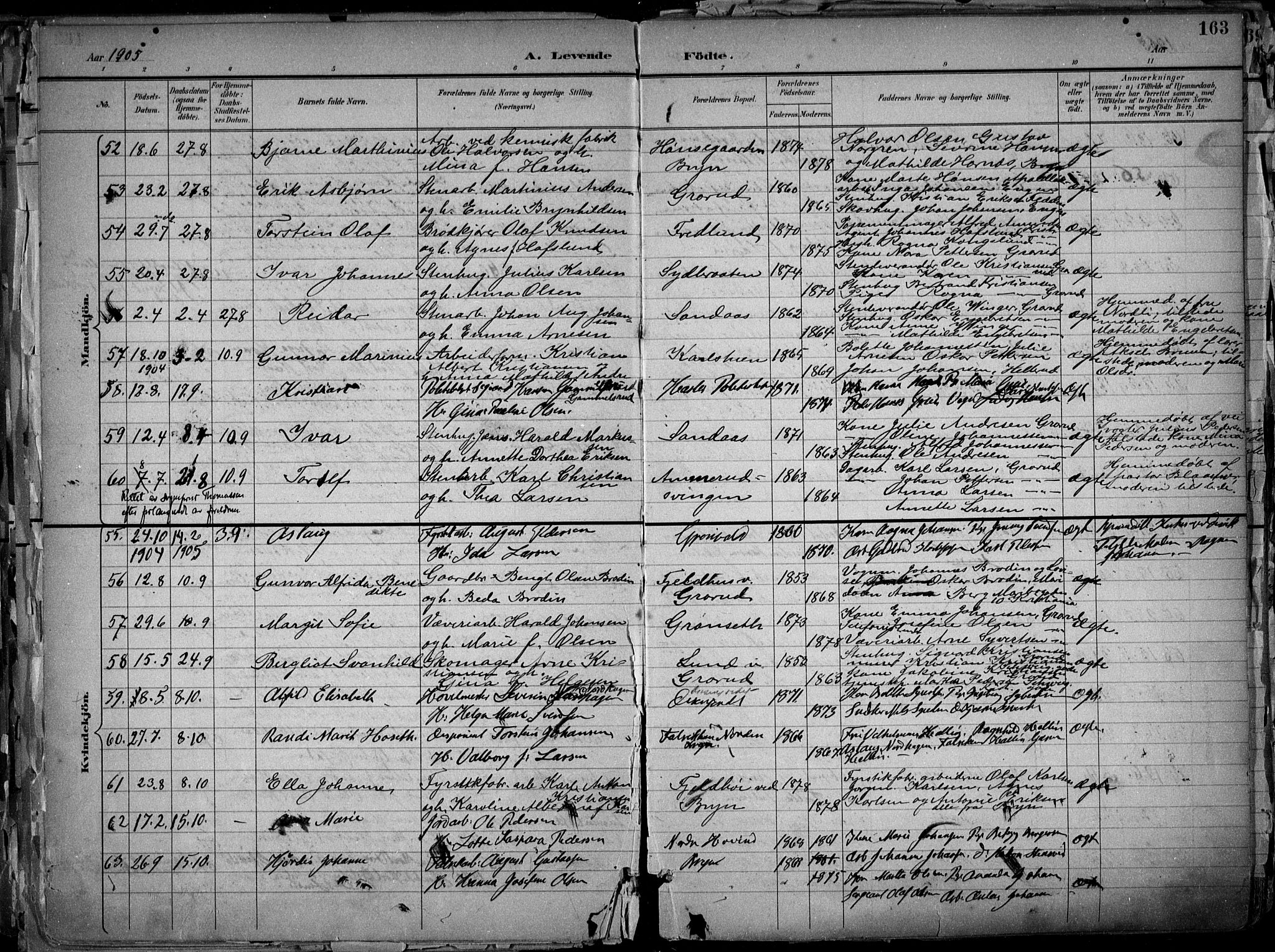 Østre Aker prestekontor Kirkebøker, AV/SAO-A-10840/F/Fa/L0010: Parish register (official) no. I 10, 1895-1912, p. 163