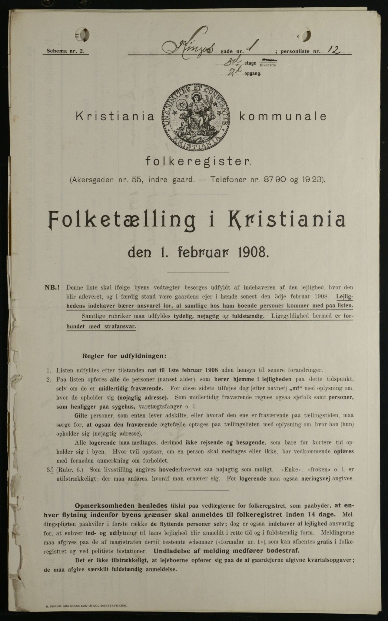 OBA, Municipal Census 1908 for Kristiania, 1908, p. 44337