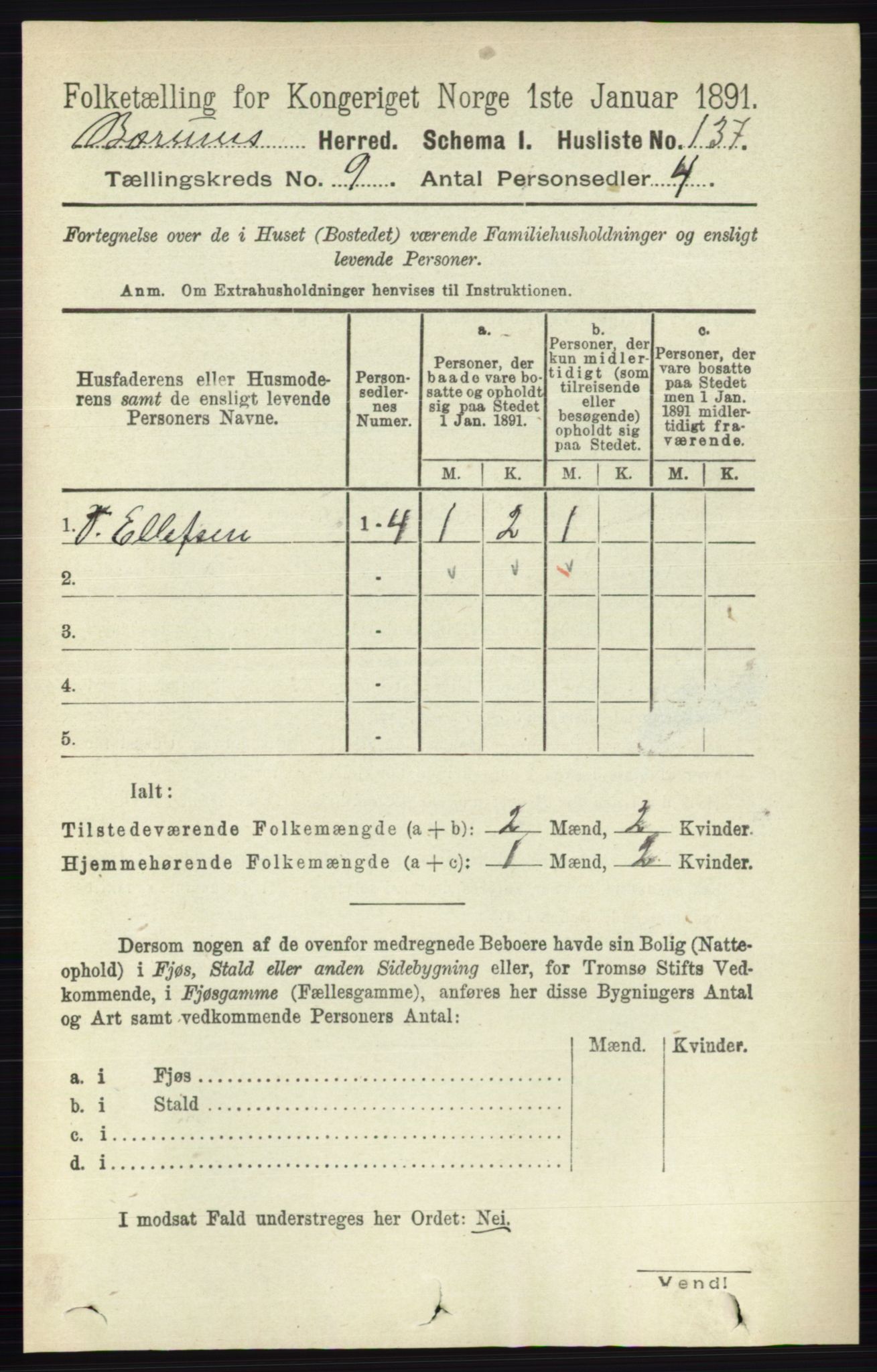 RA, 1891 census for 0219 Bærum, 1891, p. 5124