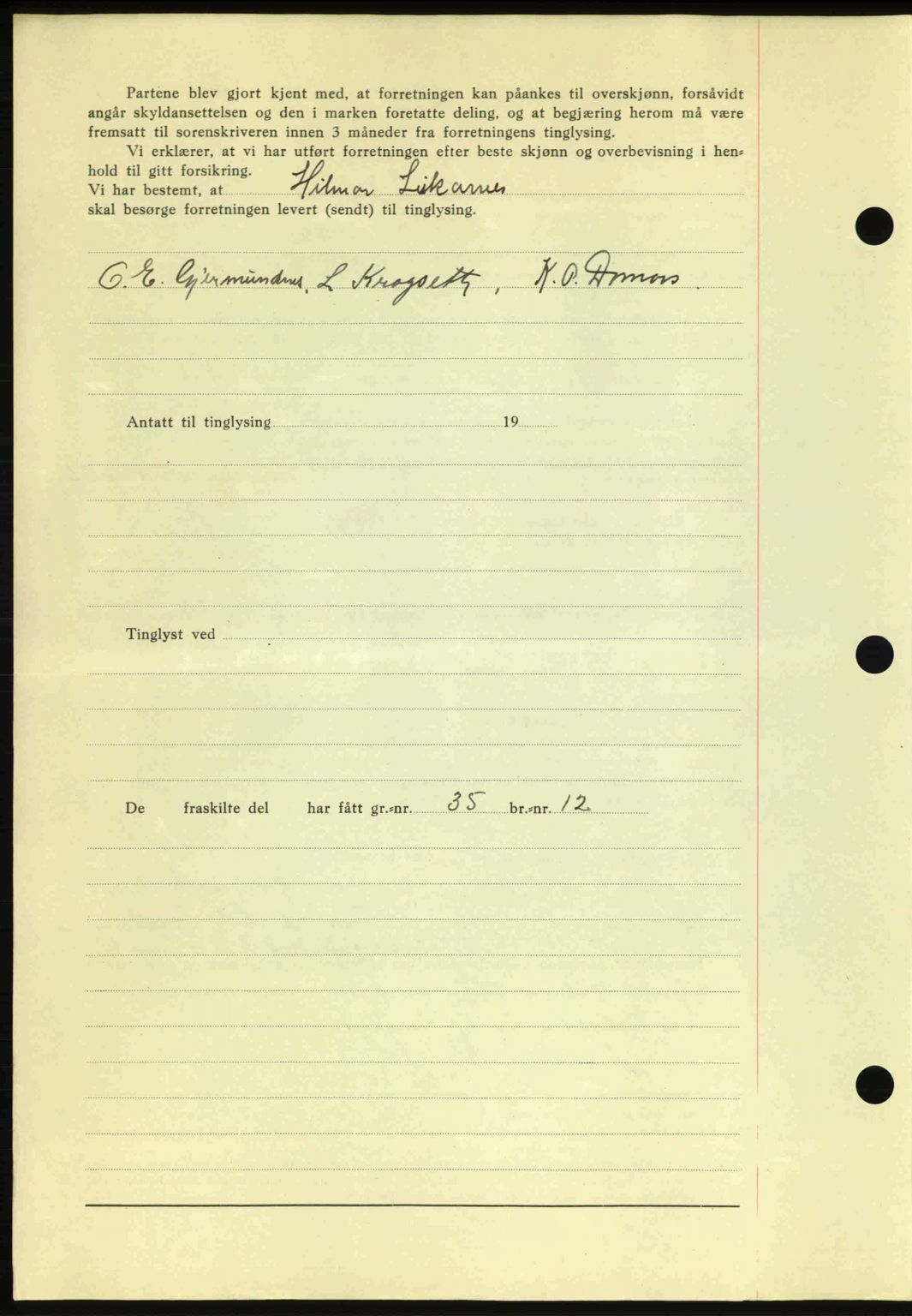 Romsdal sorenskriveri, AV/SAT-A-4149/1/2/2C: Mortgage book no. A11, 1941-1942, Diary no: : 2437/1941