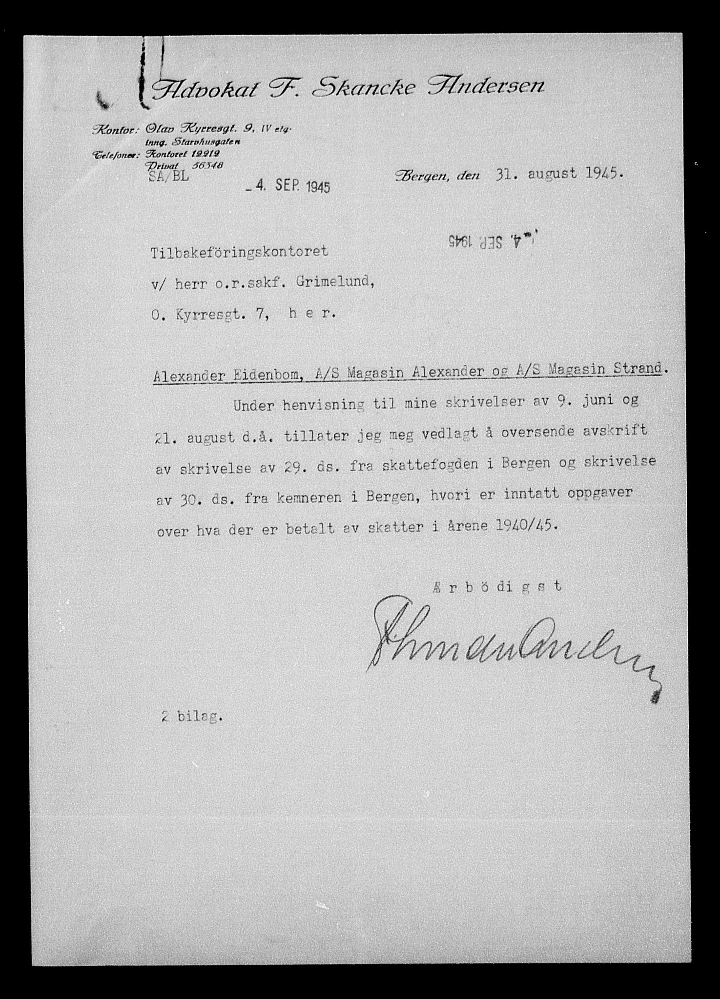 Justisdepartementet, Tilbakeføringskontoret for inndratte formuer, AV/RA-S-1564/H/Hc/Hcd/L0994: --, 1945-1947, p. 38