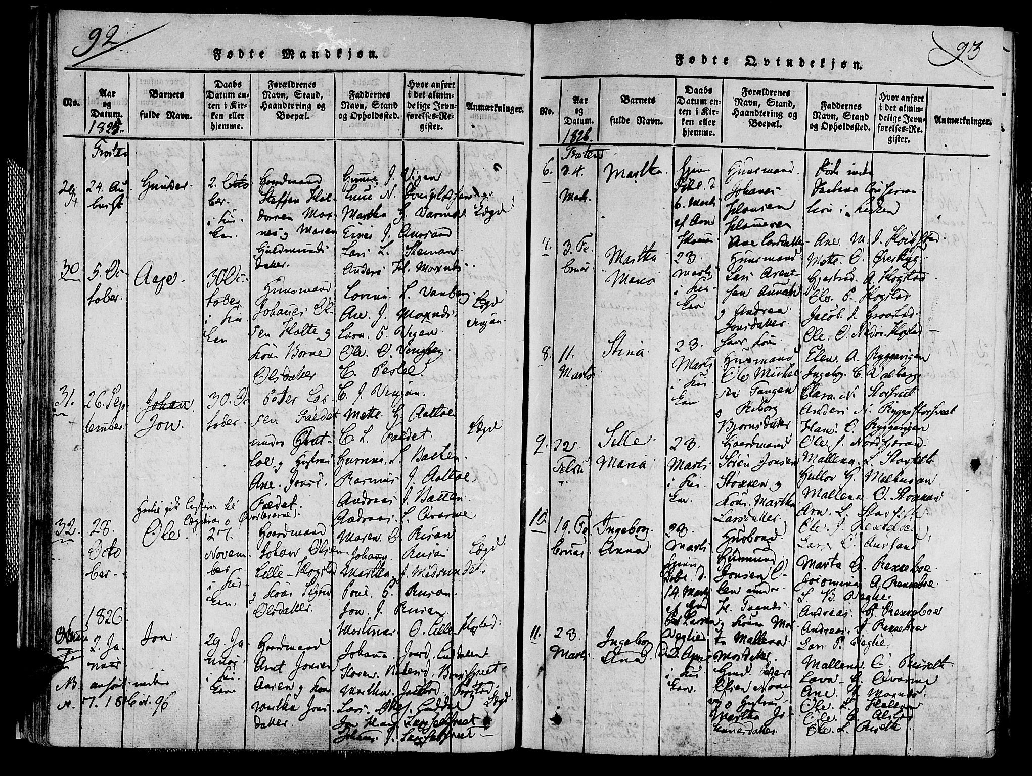 Ministerialprotokoller, klokkerbøker og fødselsregistre - Nord-Trøndelag, SAT/A-1458/713/L0112: Parish register (official) no. 713A04 /1, 1817-1827, p. 92-93