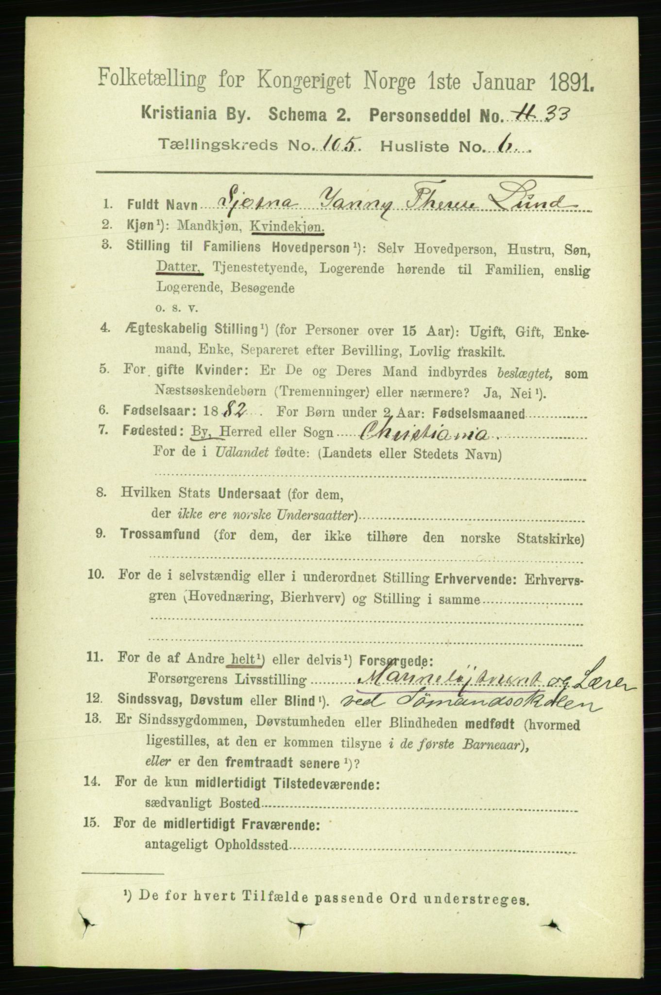 RA, 1891 census for 0301 Kristiania, 1891, p. 53133