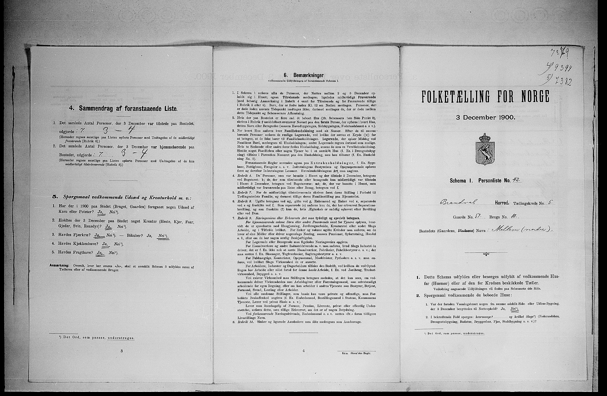 SAH, 1900 census for Brandval, 1900, p. 661