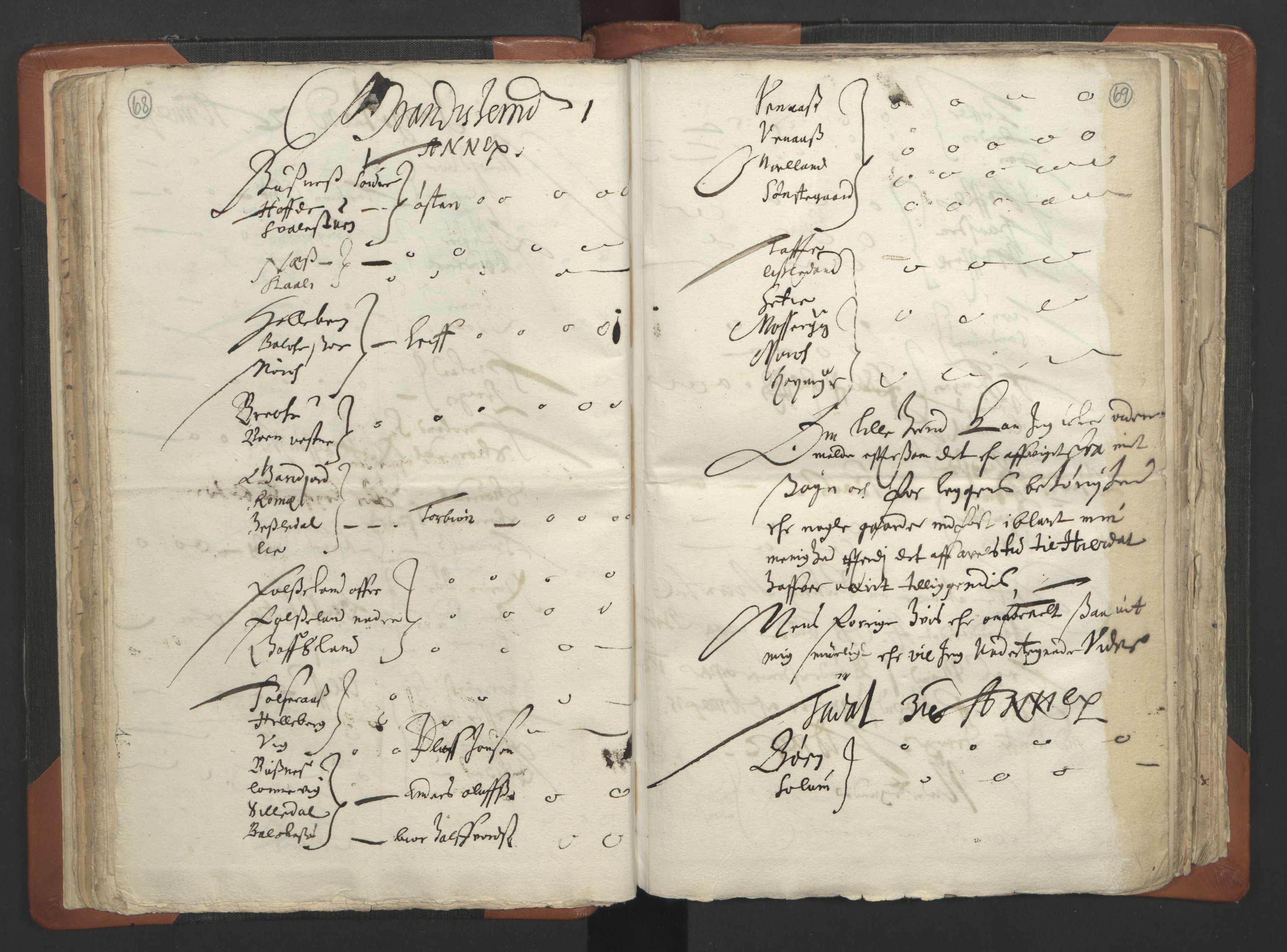 RA, Vicar's Census 1664-1666, no. 12: Øvre Telemark deanery, Nedre Telemark deanery and Bamble deanery, 1664-1666, p. 68-69