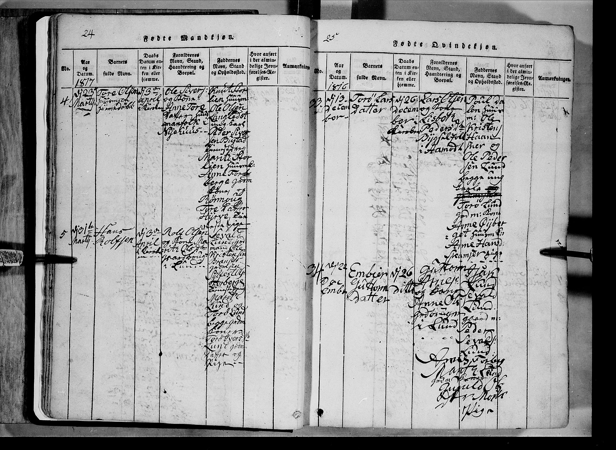 Lom prestekontor, SAH/PREST-070/L/L0003: Parish register (copy) no. 3, 1815-1844, p. 24-25