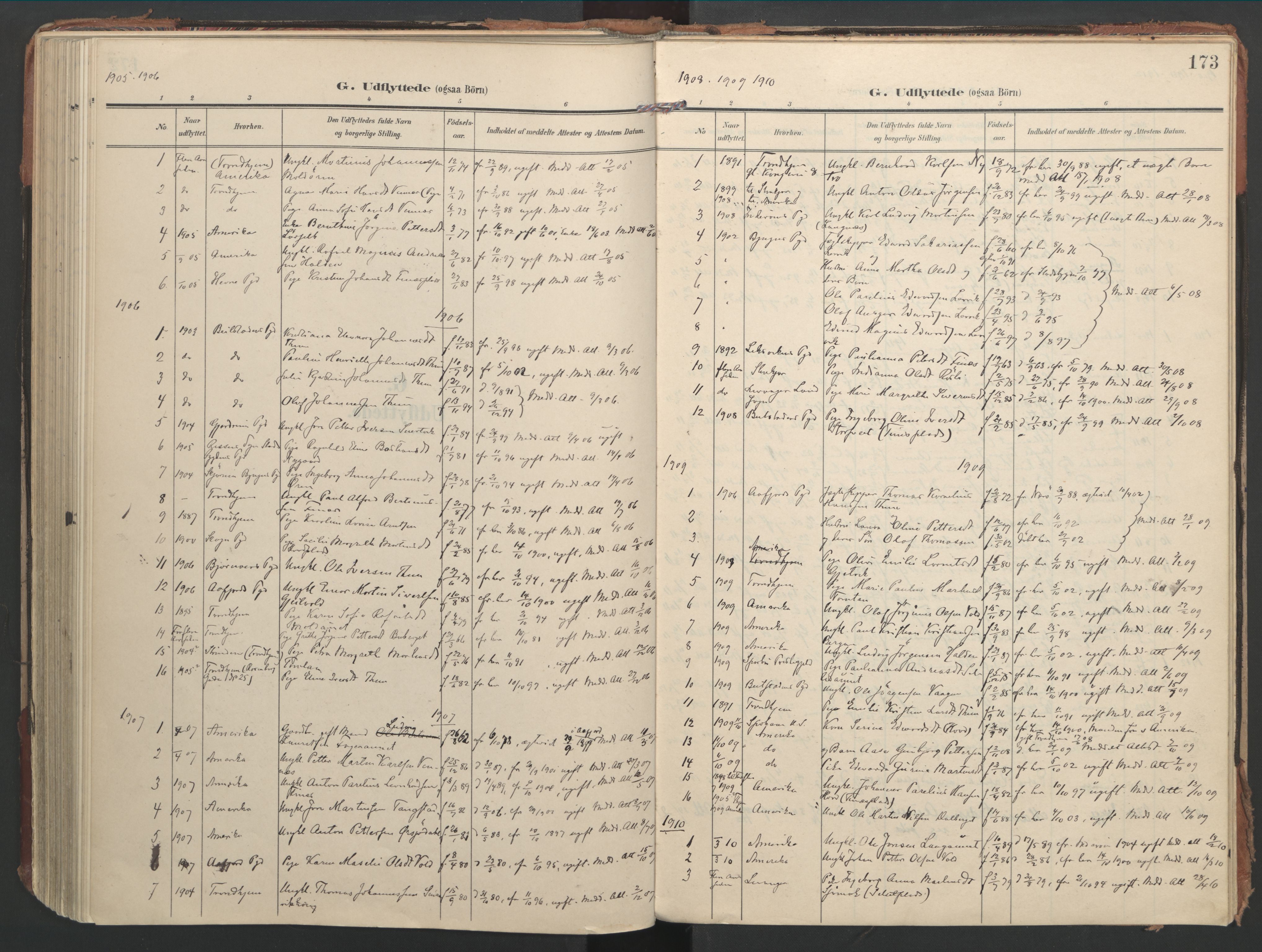 Ministerialprotokoller, klokkerbøker og fødselsregistre - Nord-Trøndelag, SAT/A-1458/744/L0421: Parish register (official) no. 744A05, 1905-1930, p. 173