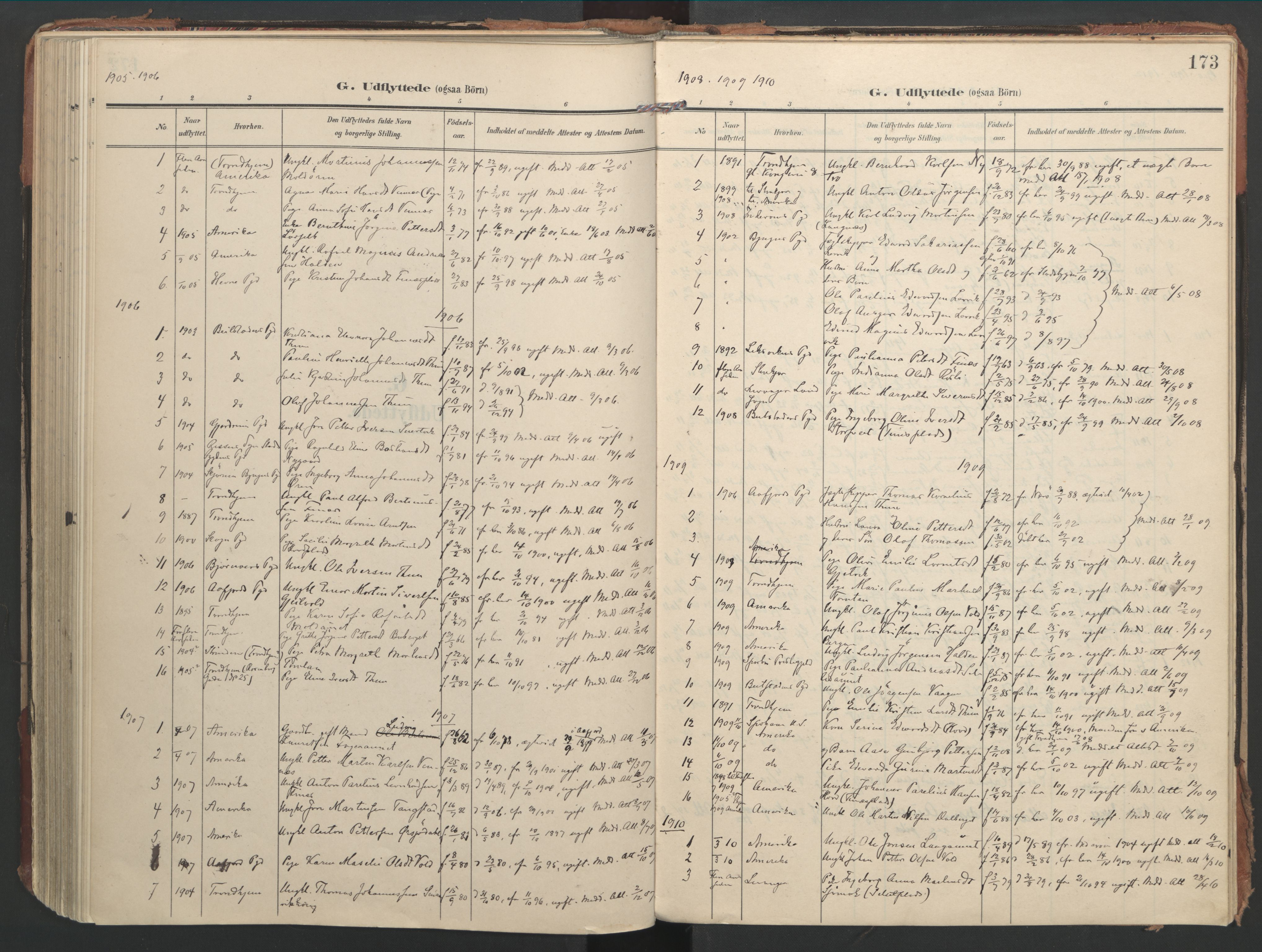 Ministerialprotokoller, klokkerbøker og fødselsregistre - Nord-Trøndelag, AV/SAT-A-1458/744/L0421: Parish register (official) no. 744A05, 1905-1930, p. 173