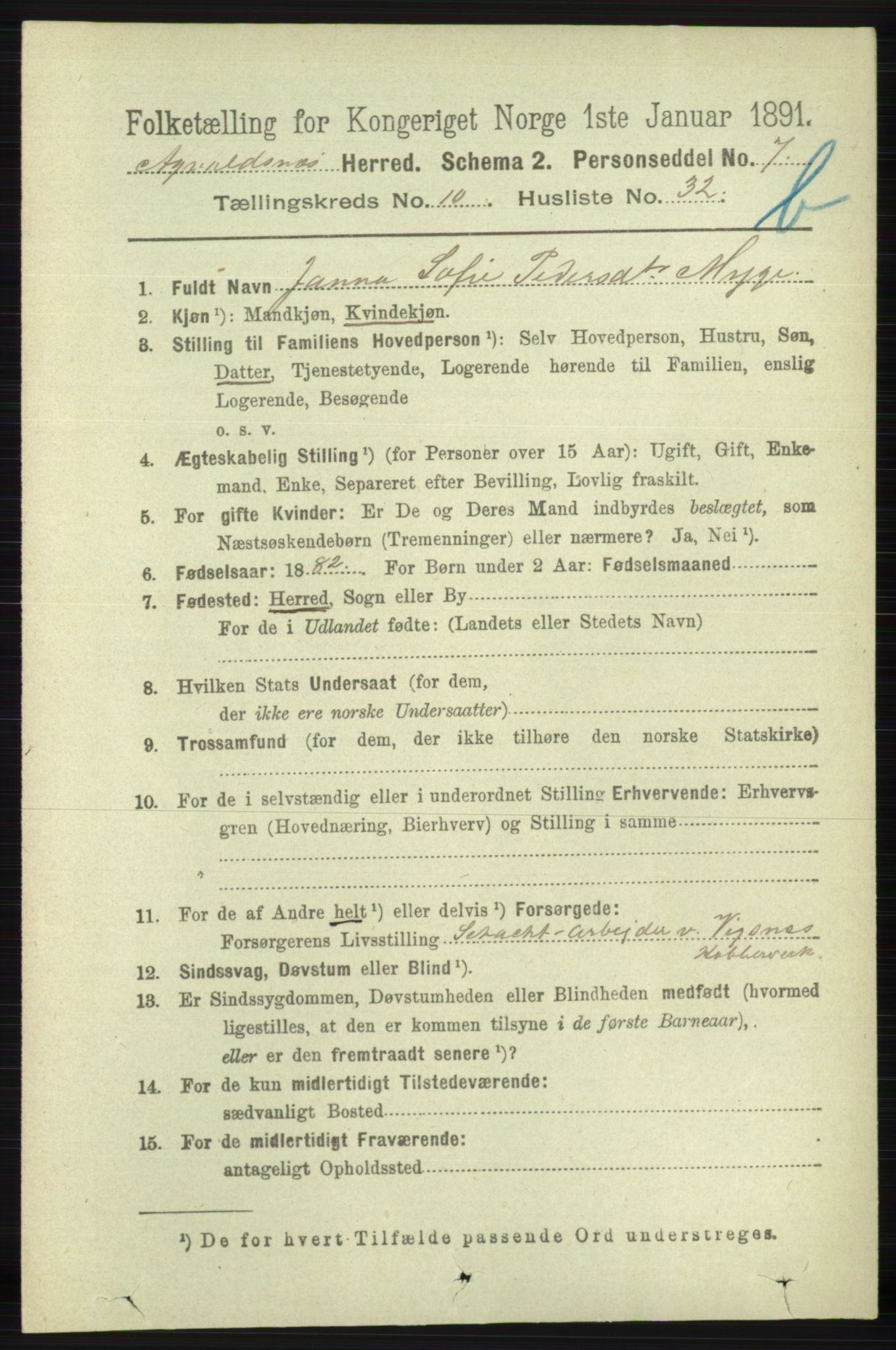 RA, 1891 census for 1147 Avaldsnes, 1891, p. 6162