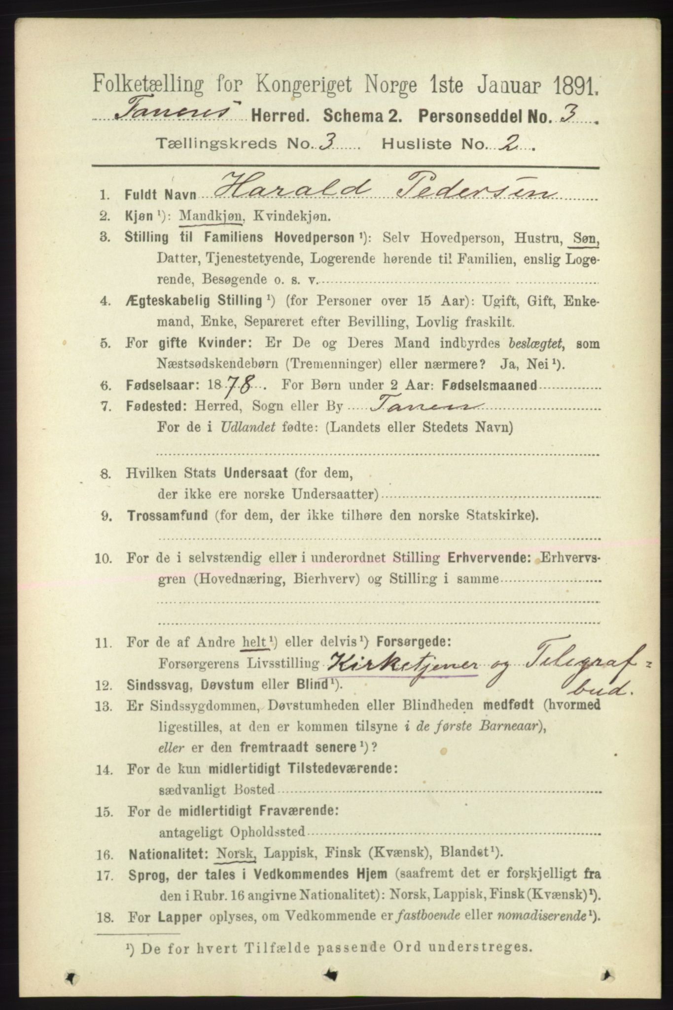 RA, 1891 census for 2025 Tana, 1891, p. 1510