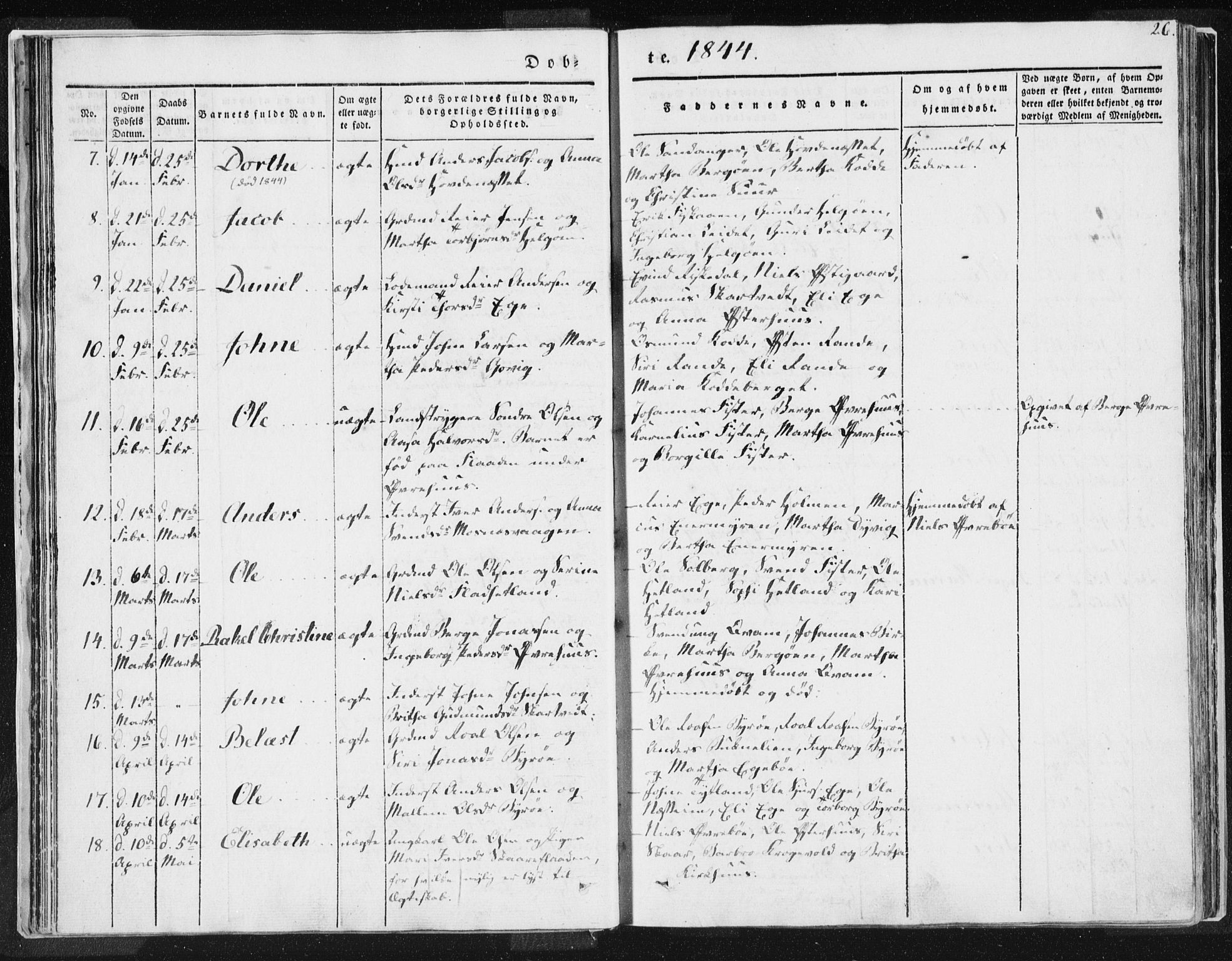 Hjelmeland sokneprestkontor, AV/SAST-A-101843/01/IV/L0007: Parish register (official) no. A 7, 1834-1850, p. 26