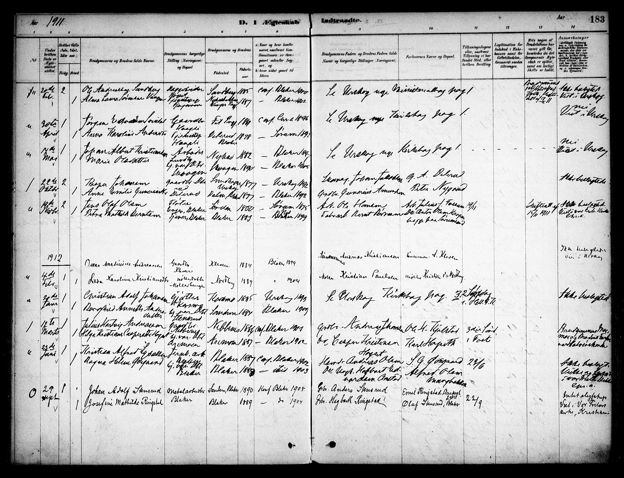 Aurskog prestekontor Kirkebøker, SAO/A-10304a/F/Fb/L0001: Parish register (official) no. II 1, 1878-1909, p. 183