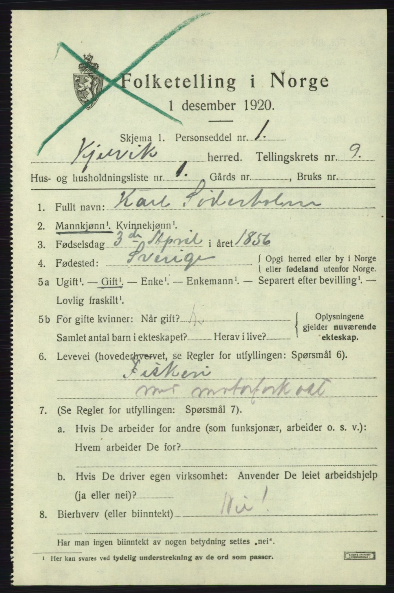 SATØ, 1920 census for Kjelvik, 1920, p. 7023