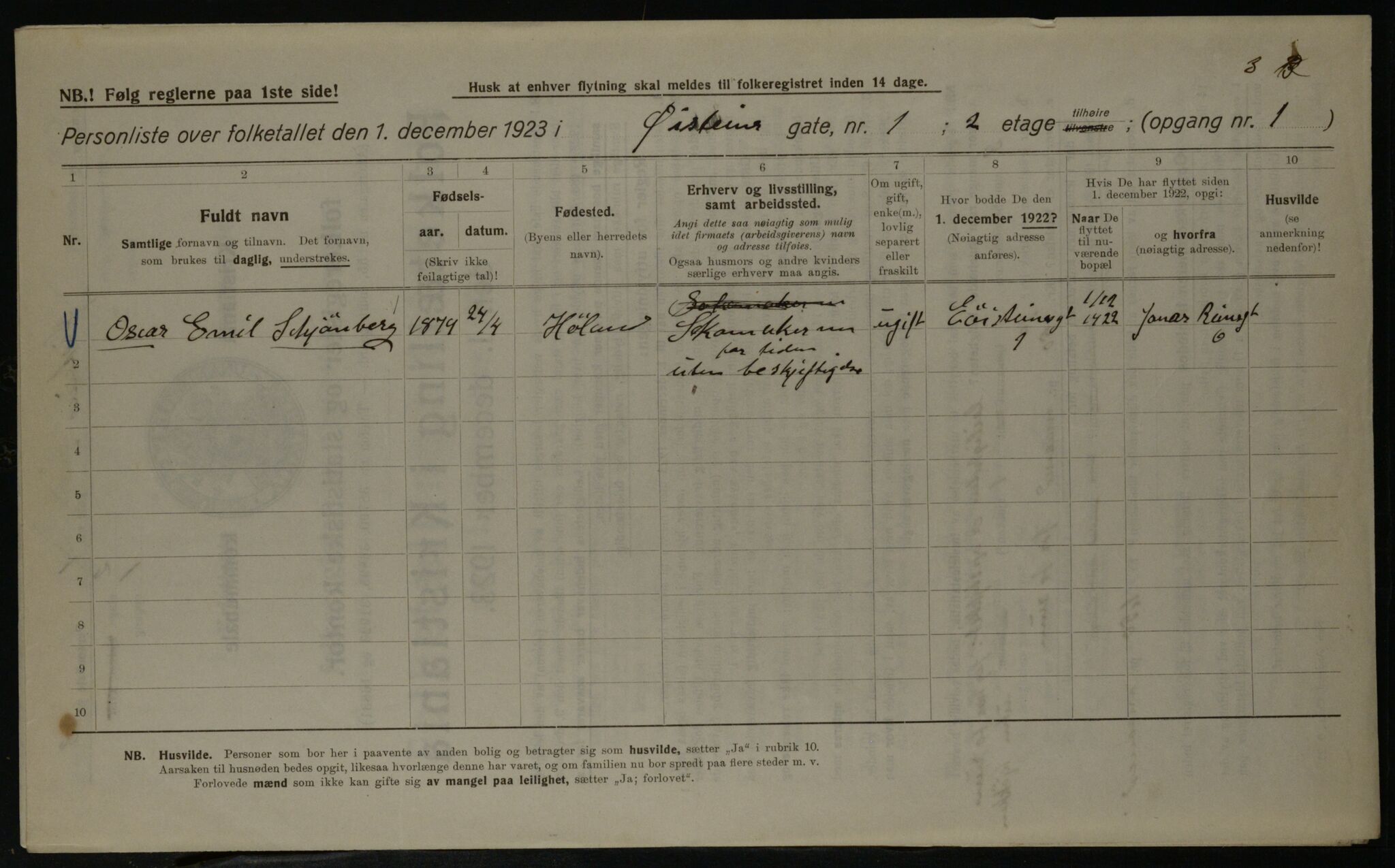 OBA, Municipal Census 1923 for Kristiania, 1923, p. 36291