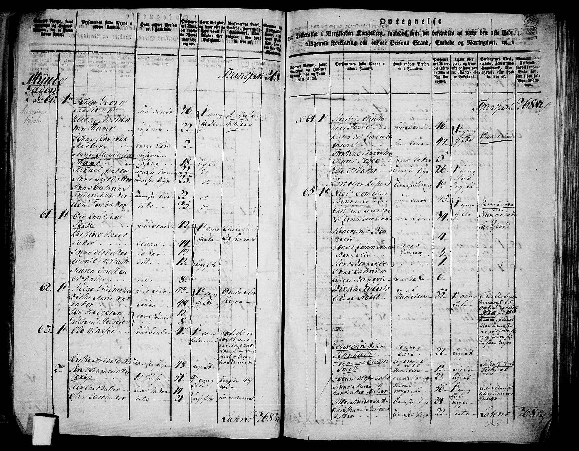 RA, 1801 census for 0604P Kongsberg, 1801, p. 890b-891a