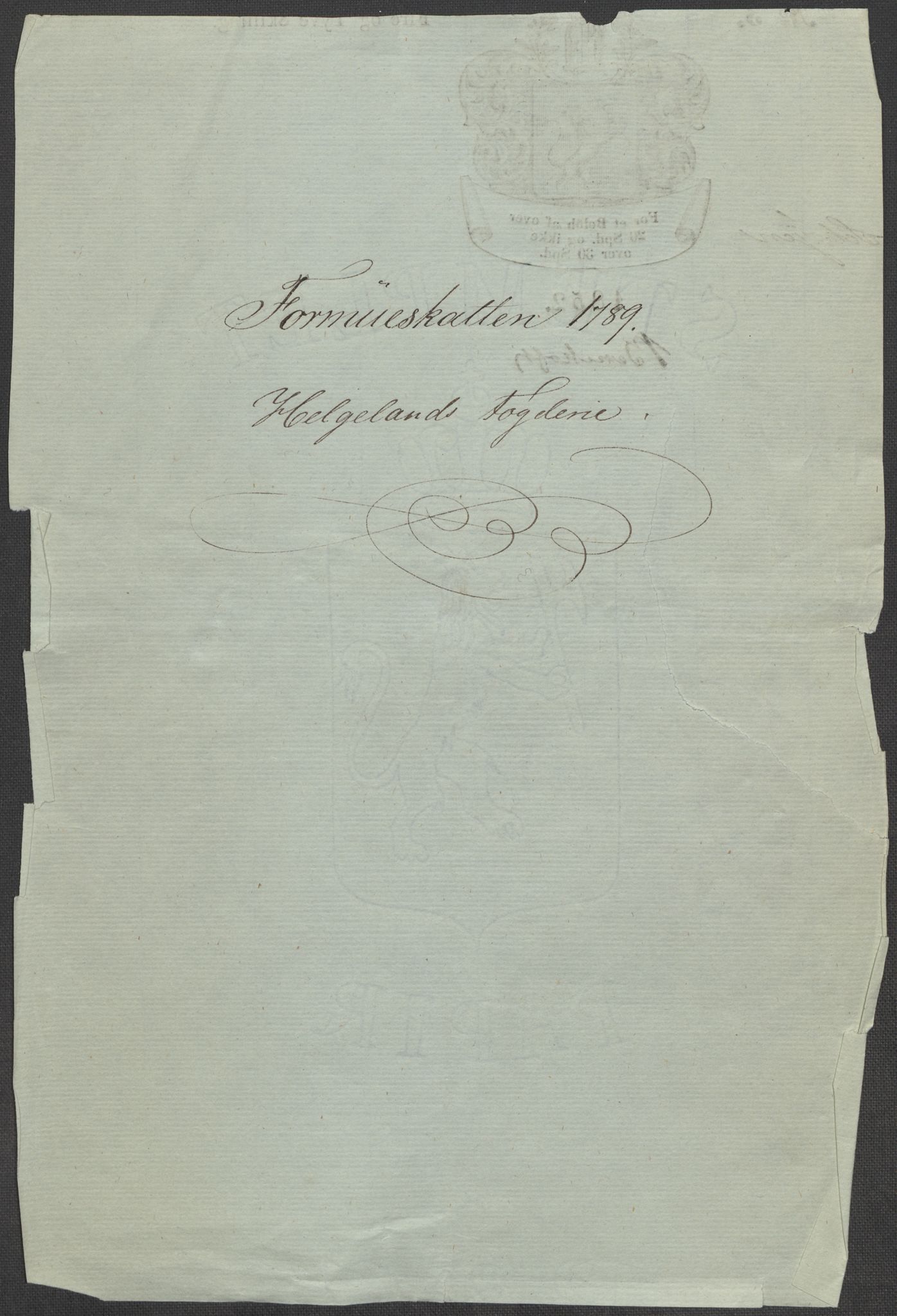 Rentekammeret inntil 1814, Reviderte regnskaper, Mindre regnskaper, RA/EA-4068/Rf/Rfe/L0014: Helgeland fogderi, 1789, p. 3