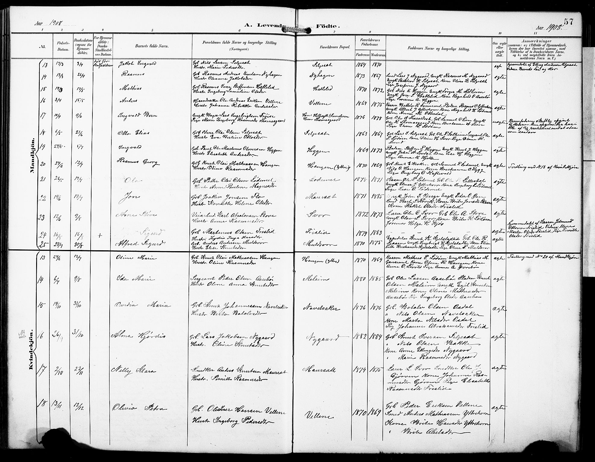 Hornindal sokneprestembete, SAB/A-82401/H/Hab: Parish register (copy) no. A 2, 1894-1927, p. 57