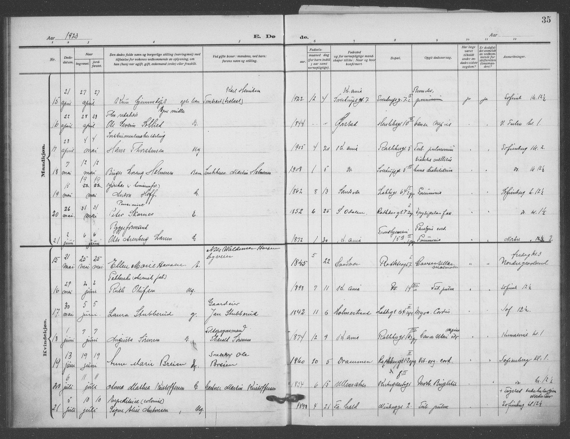 Matteus prestekontor Kirkebøker, SAO/A-10870/F/Fa/L0004: Parish register (official) no. 4, 1917-1938, p. 35