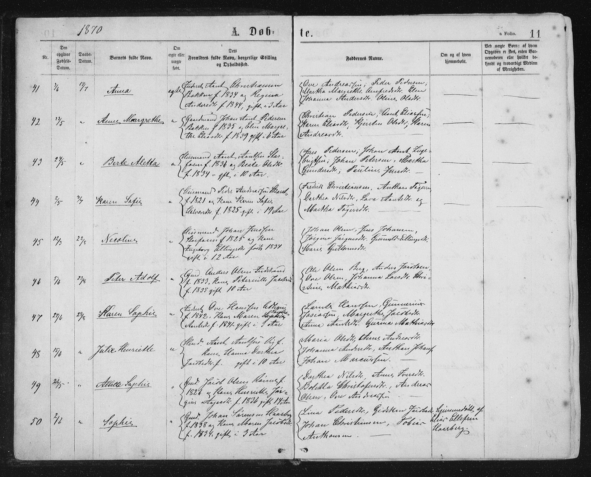 Ministerialprotokoller, klokkerbøker og fødselsregistre - Sør-Trøndelag, SAT/A-1456/659/L0745: Parish register (copy) no. 659C02, 1869-1892, p. 11