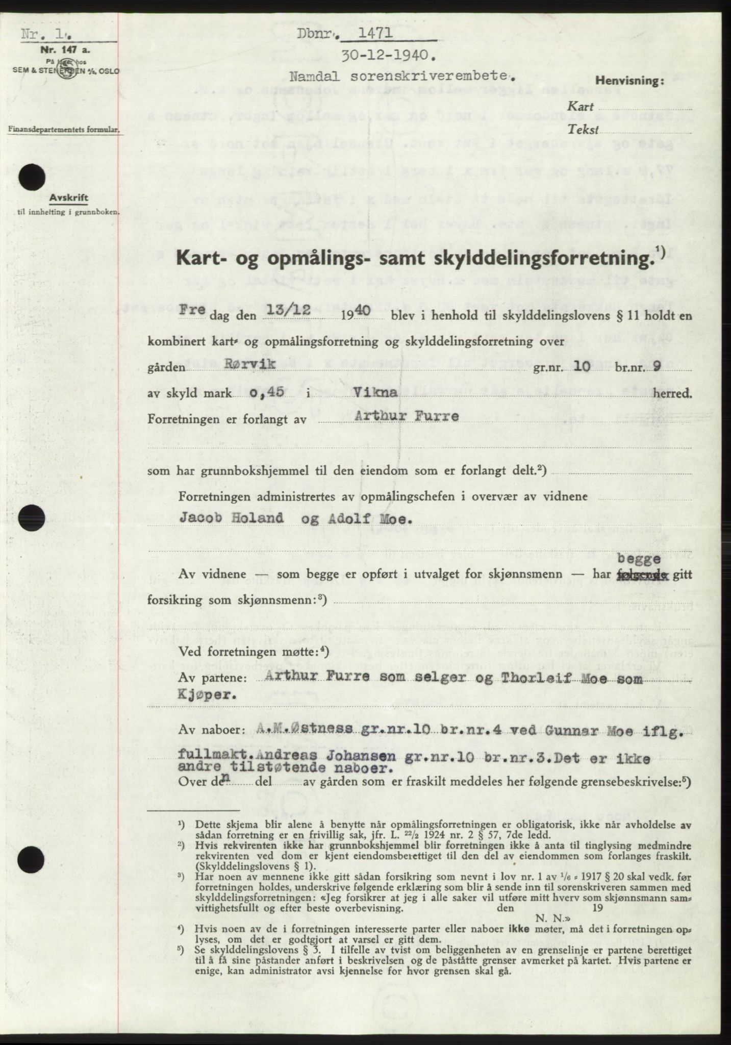Namdal sorenskriveri, SAT/A-4133/1/2/2C: Mortgage book no. -, 1940-1941, Deed date: 30.12.1940