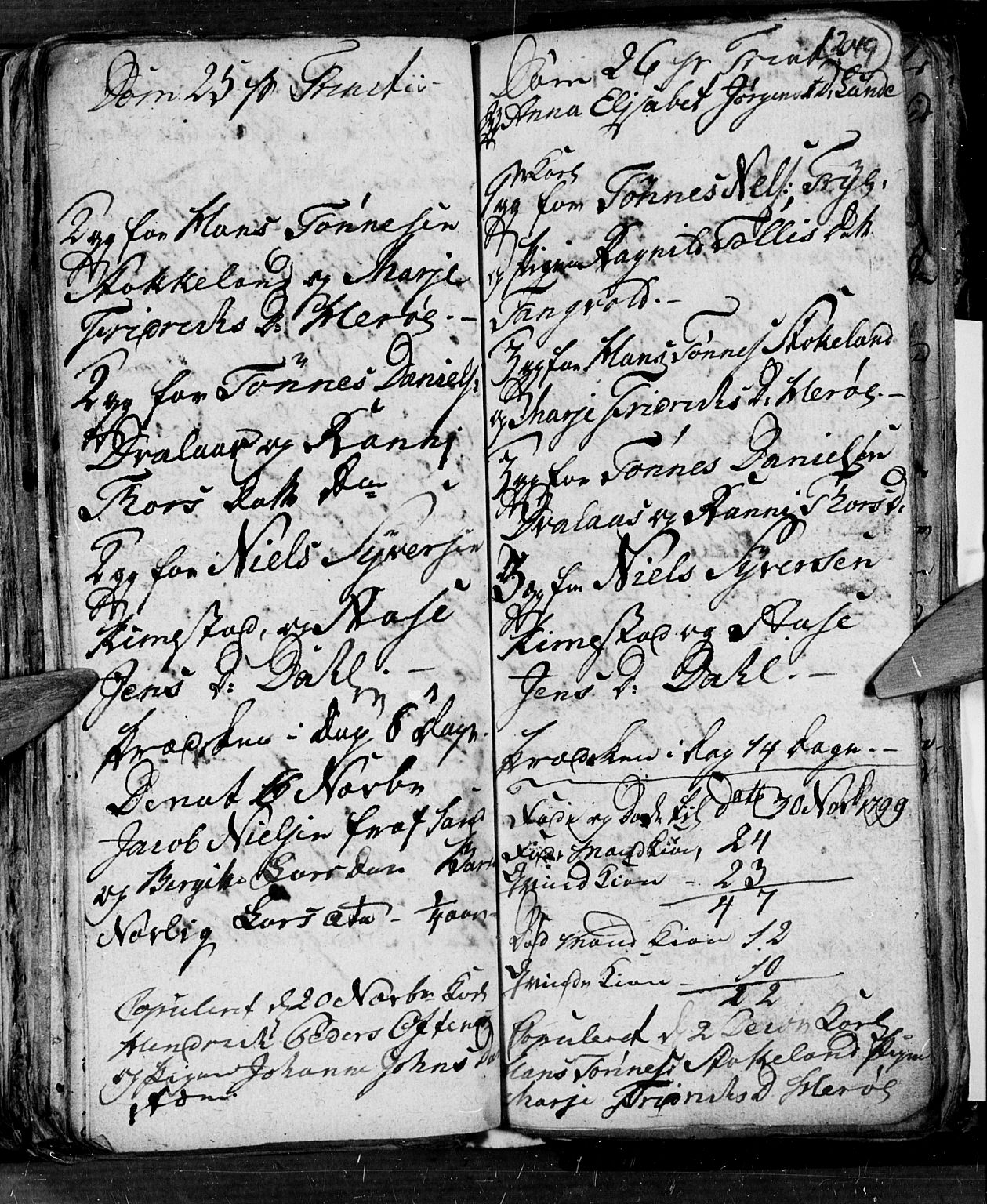 Søgne sokneprestkontor, SAK/1111-0037/F/Fb/Fbb/L0001: Parish register (copy) no. B 1, 1779-1802, p. 249