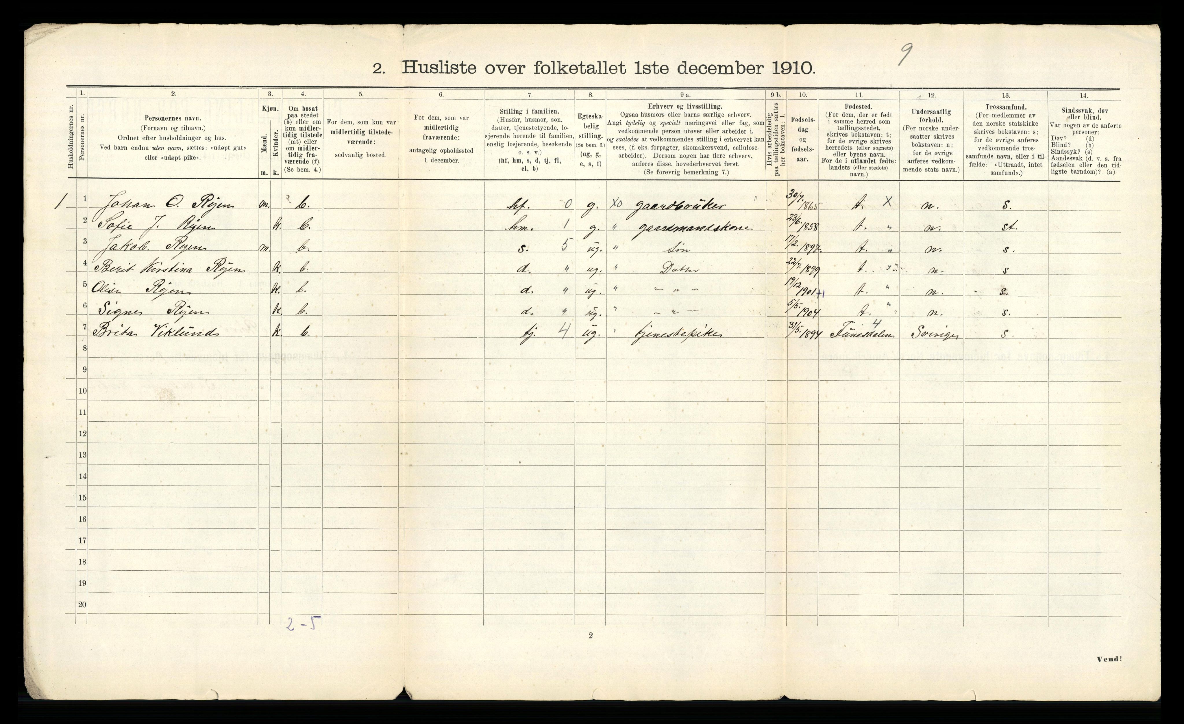 RA, 1910 census for Røros, 1910, p. 54