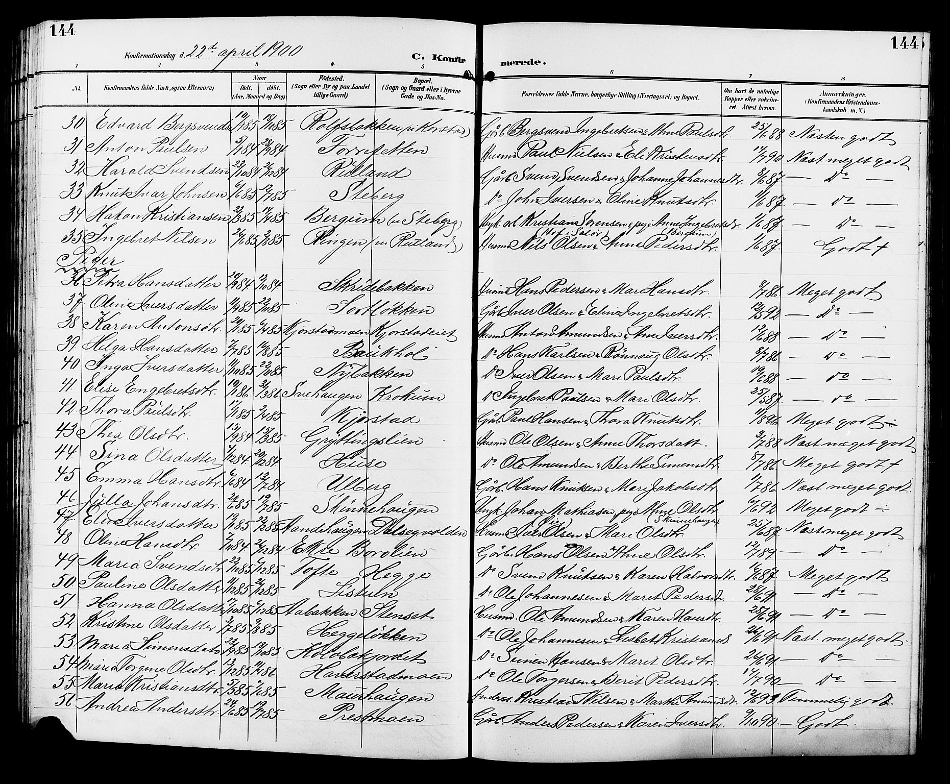 Sør-Fron prestekontor, SAH/PREST-010/H/Ha/Hab/L0004: Parish register (copy) no. 4, 1896-1911, p. 144